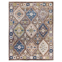 Traditional Tribal Oushak Wool Hand Knotted Brown Area Rug 9' 1" x 11' 10"