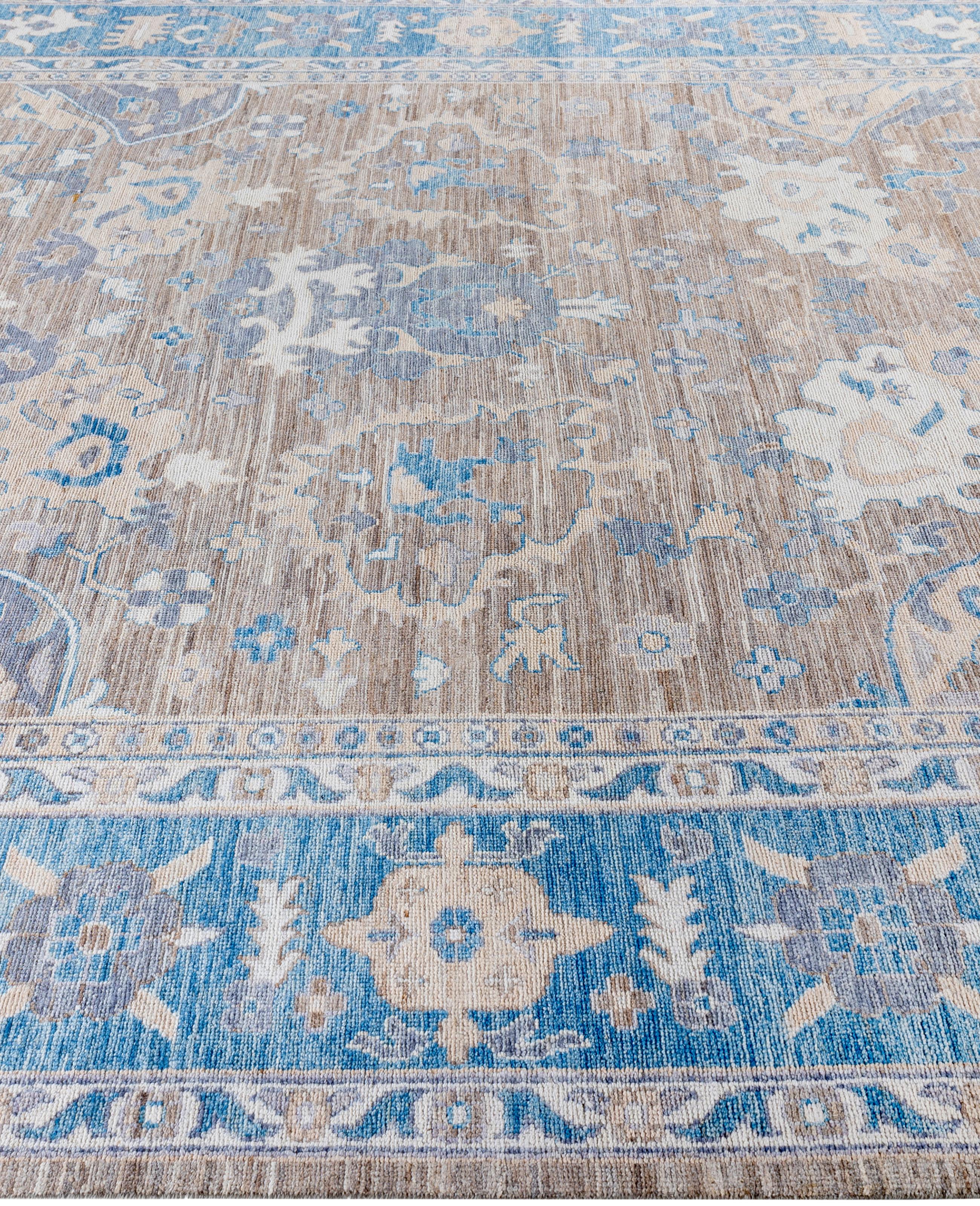 Hand-Knotted Traditional Tribal Oushak Wool Hand Knotted Brown Area Rug8' 9