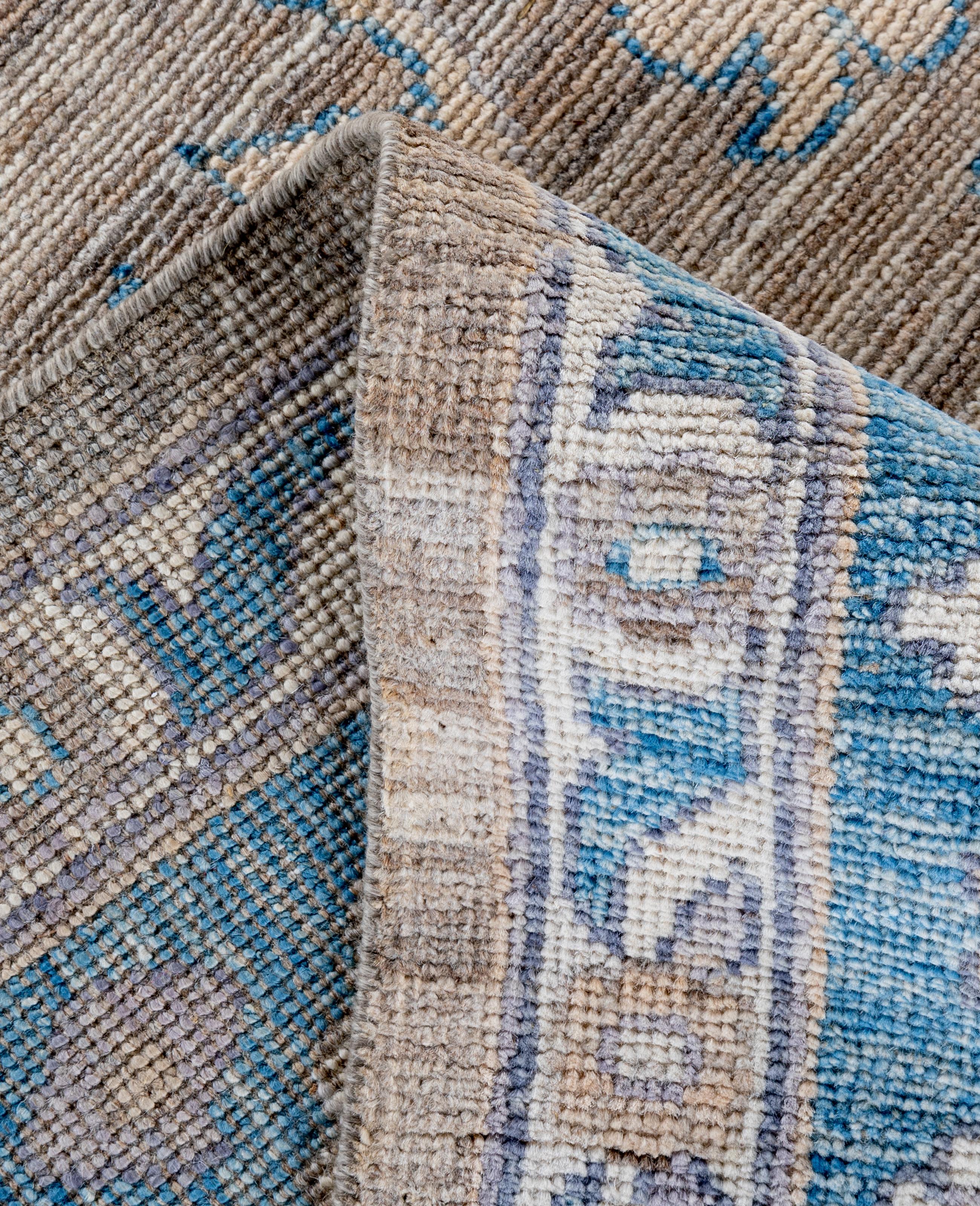 Contemporary Traditional Tribal Oushak Wool Hand Knotted Brown Area Rug8' 9