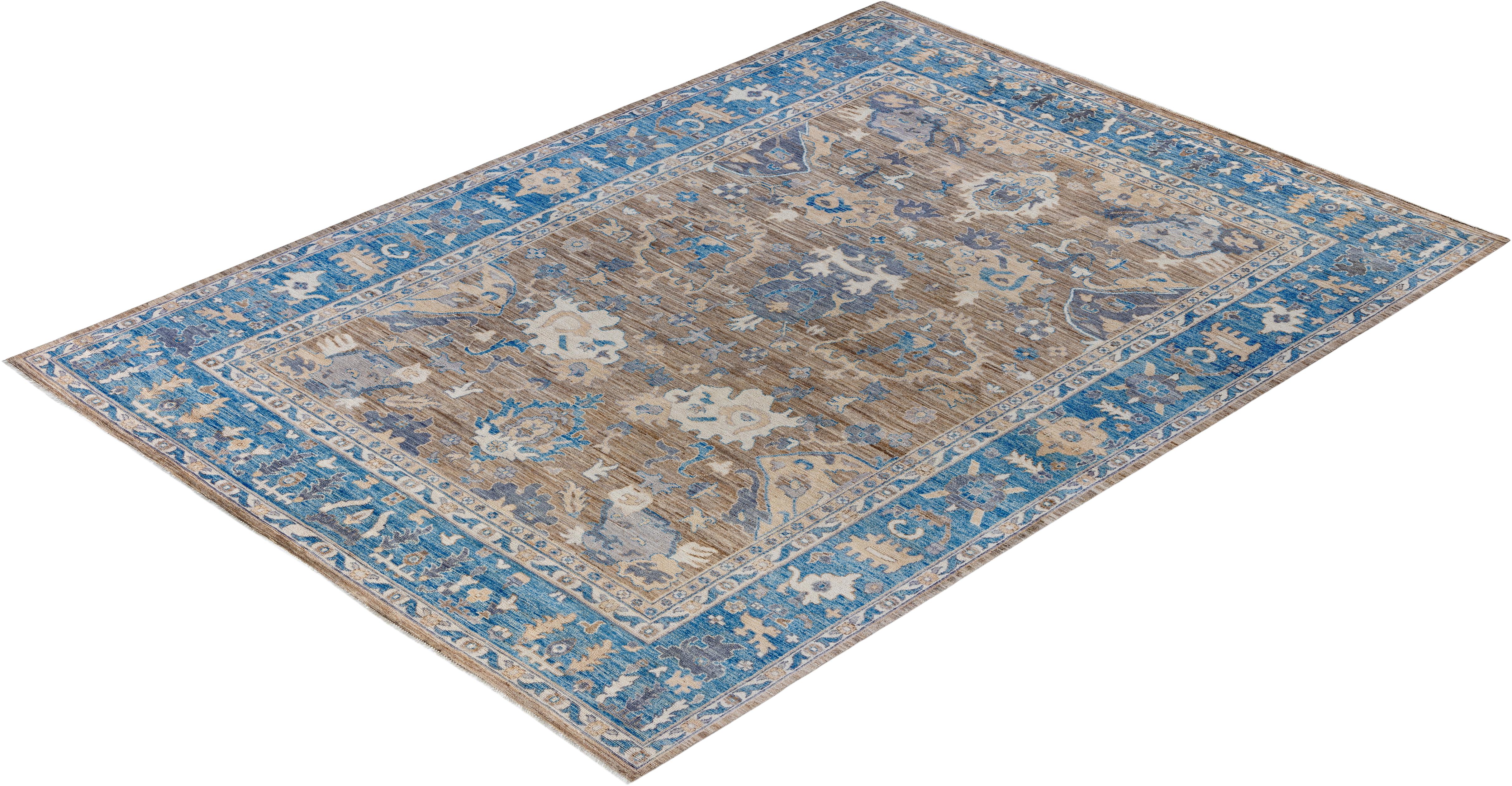 Traditional Tribal Oushak Wool Hand Knotted Brown Area Rug8' 9