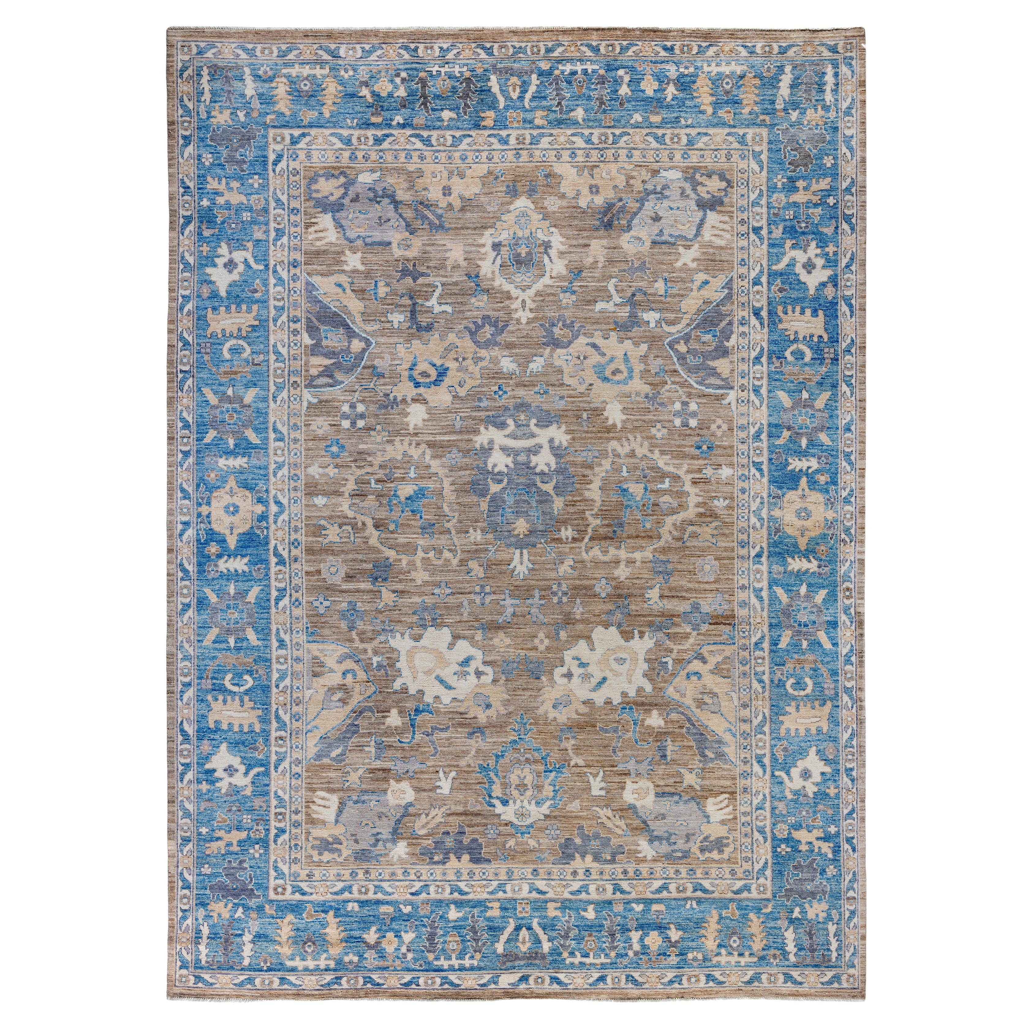 Traditional Tribal Oushak Wool Hand Knotted Brown Area Rug8' 9" x 12' 2" For Sale