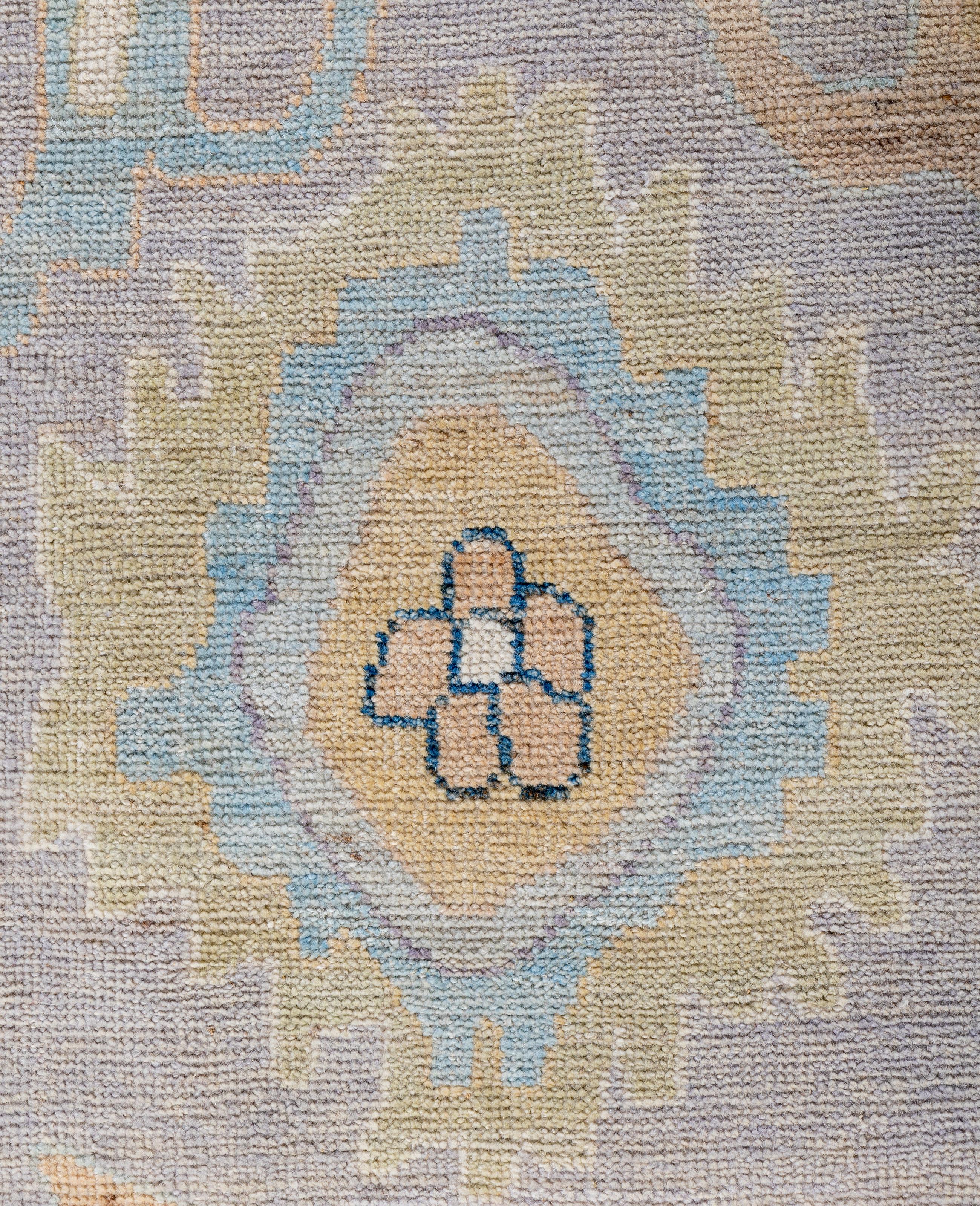 Pakistani Traditional Tribal Oushak Wool Hand Knotted Gray Area Rug 10' 0