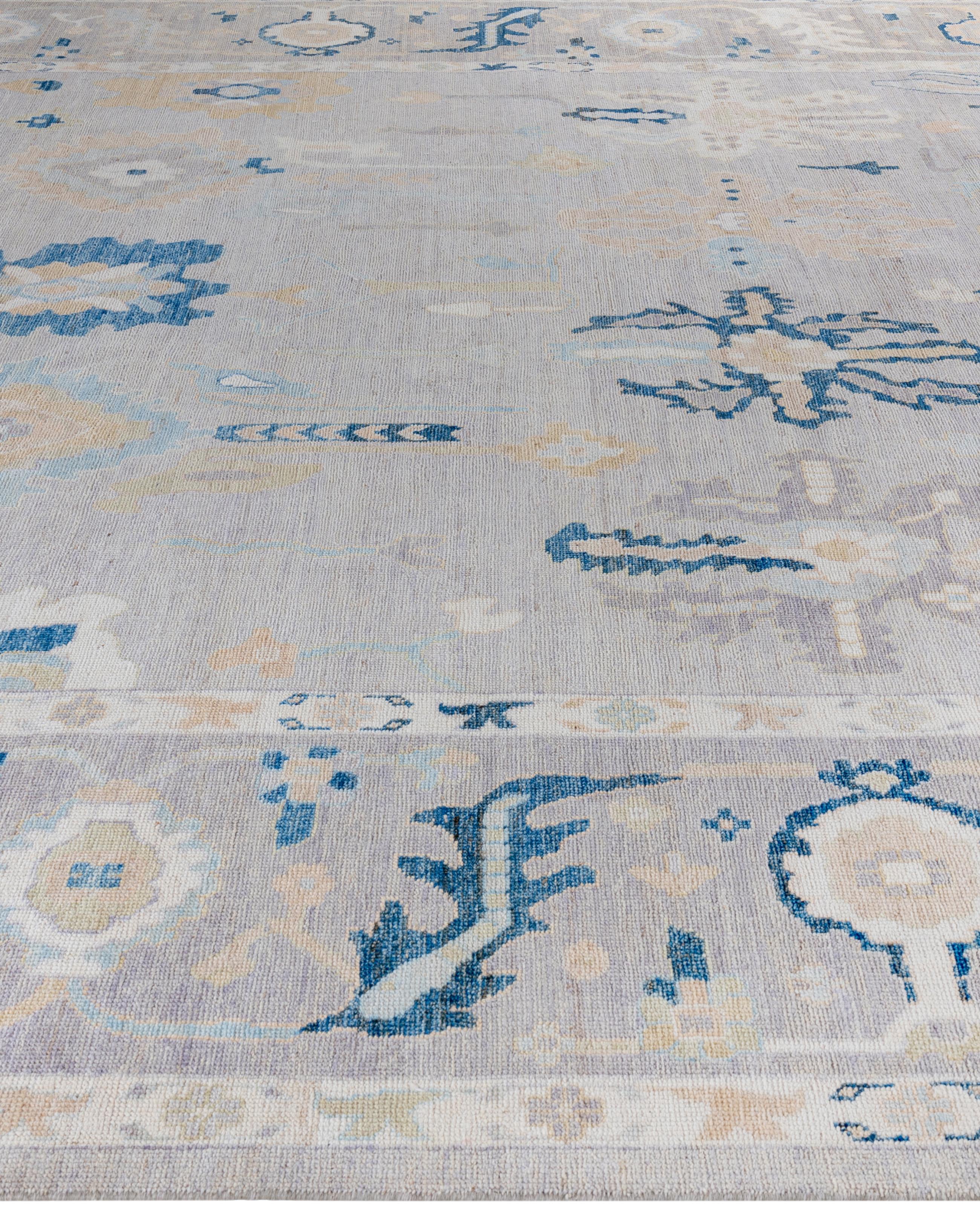 Hand-Knotted Traditional Tribal Oushak Wool Hand Knotted Gray Area Rug 10' 0