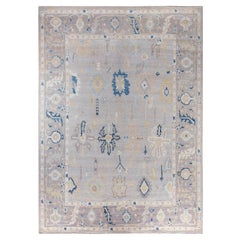 Traditional Tribal Oushak Wool Hand Knotted Gray Area Rug 10' 0" x 13' 8"