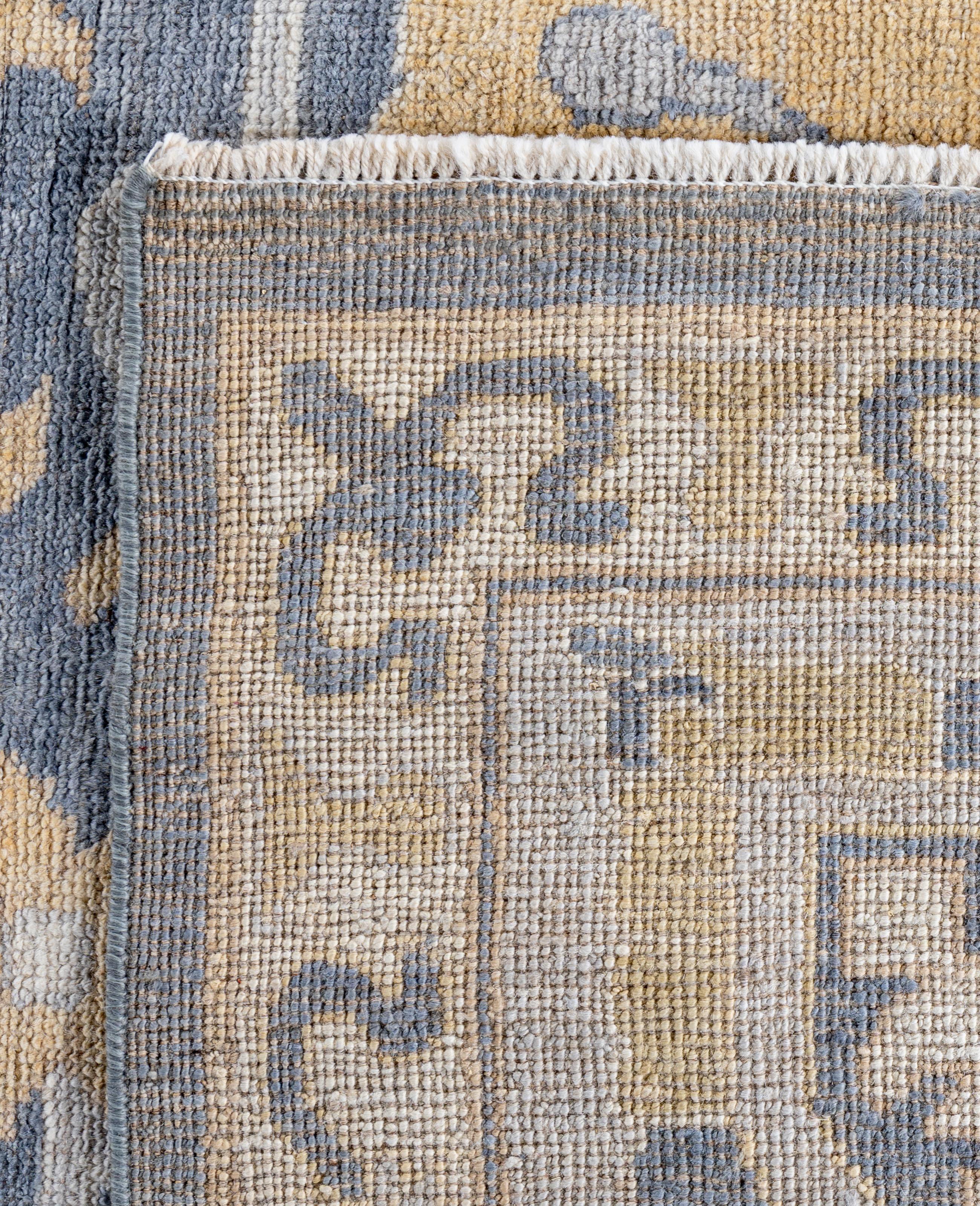 Traditional Tribal Oushak Wool Hand Knotted Gray Area Rug 10' 2