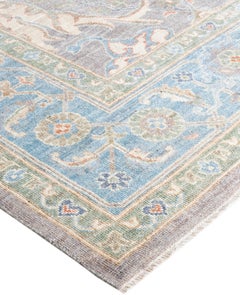 Traditional Tribal Oushak Wool Hand Knotted Gray Area Rug 7' 11" x 9' 11"
