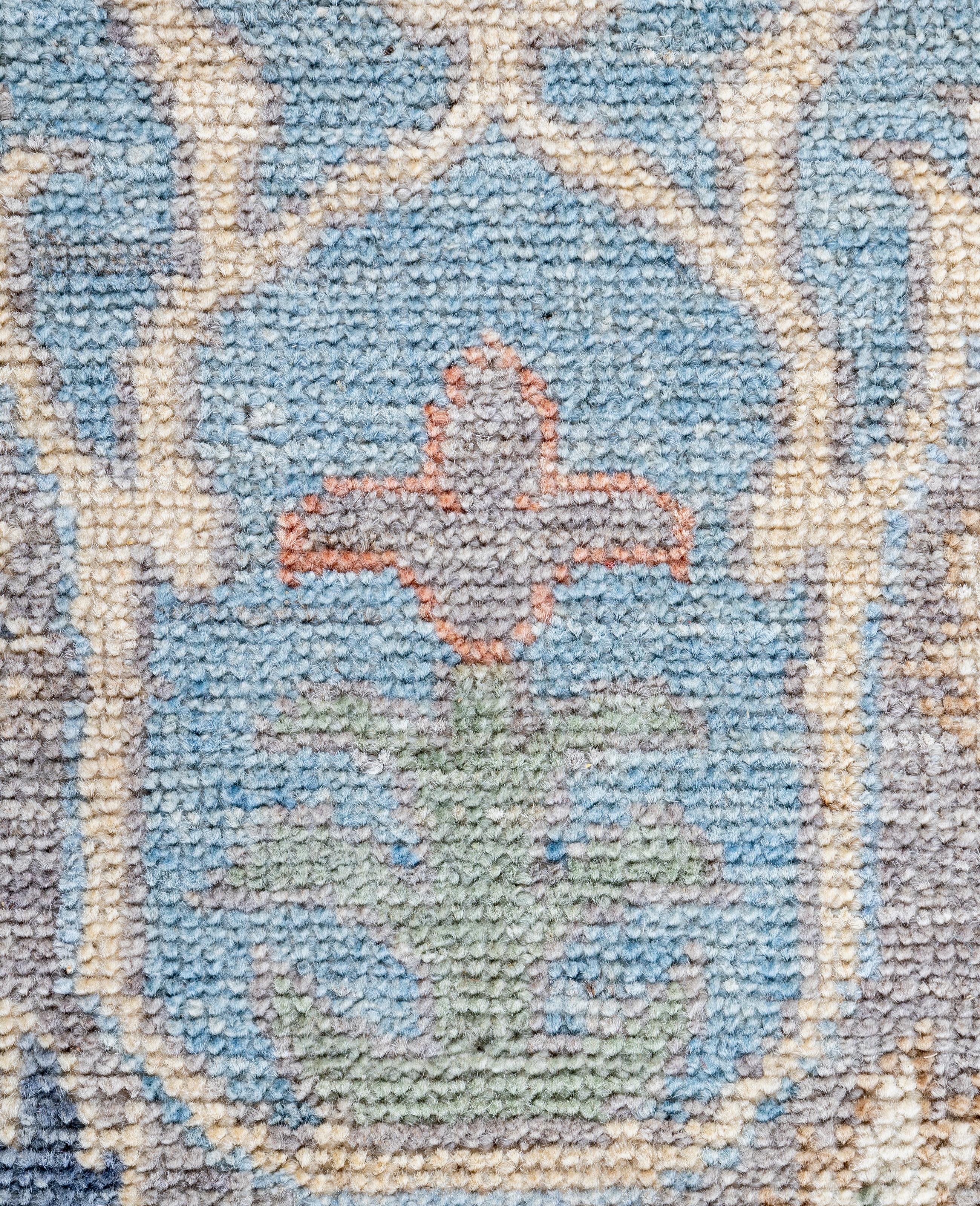 Pakistani Traditional Tribal Oushak Wool Hand Knotted Gray Area Rug 7' 11