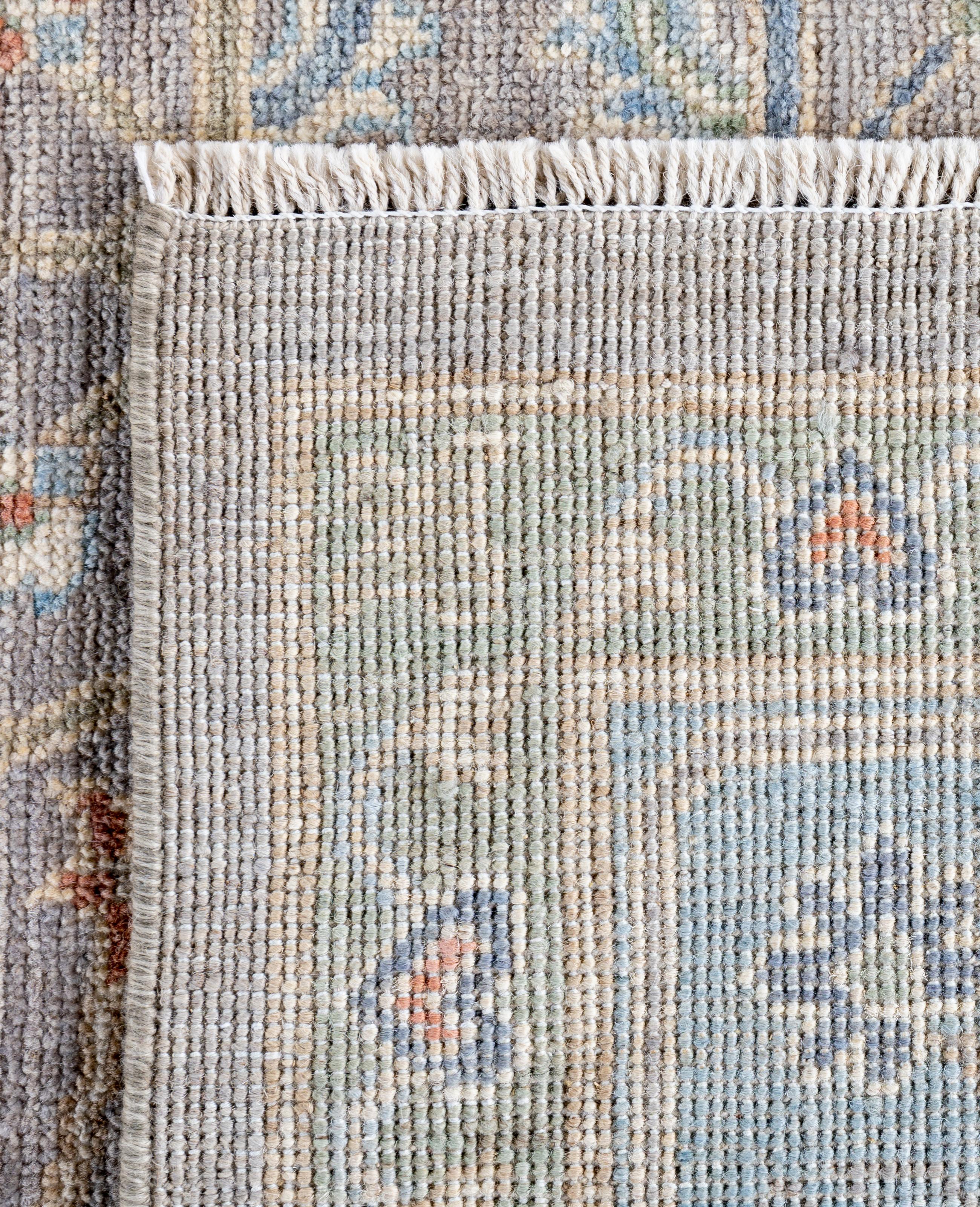 Traditional Tribal Oushak Wool Hand Knotted Gray Area Rug 7' 11