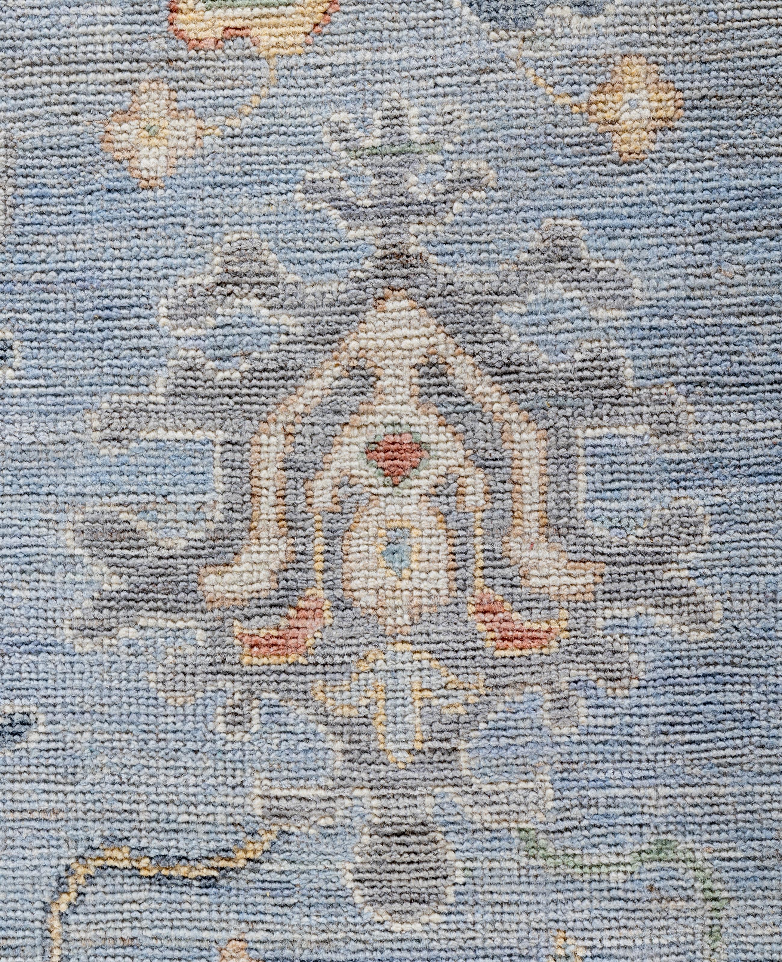 Pakistani Traditional Tribal Oushak Wool Hand Knotted Gray Area Rug 8' 1