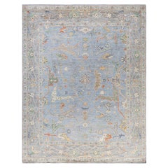 Traditional Tribal Oushak Wool Hand Knotted Gray Area Rug 8' 1" x 10' 3"