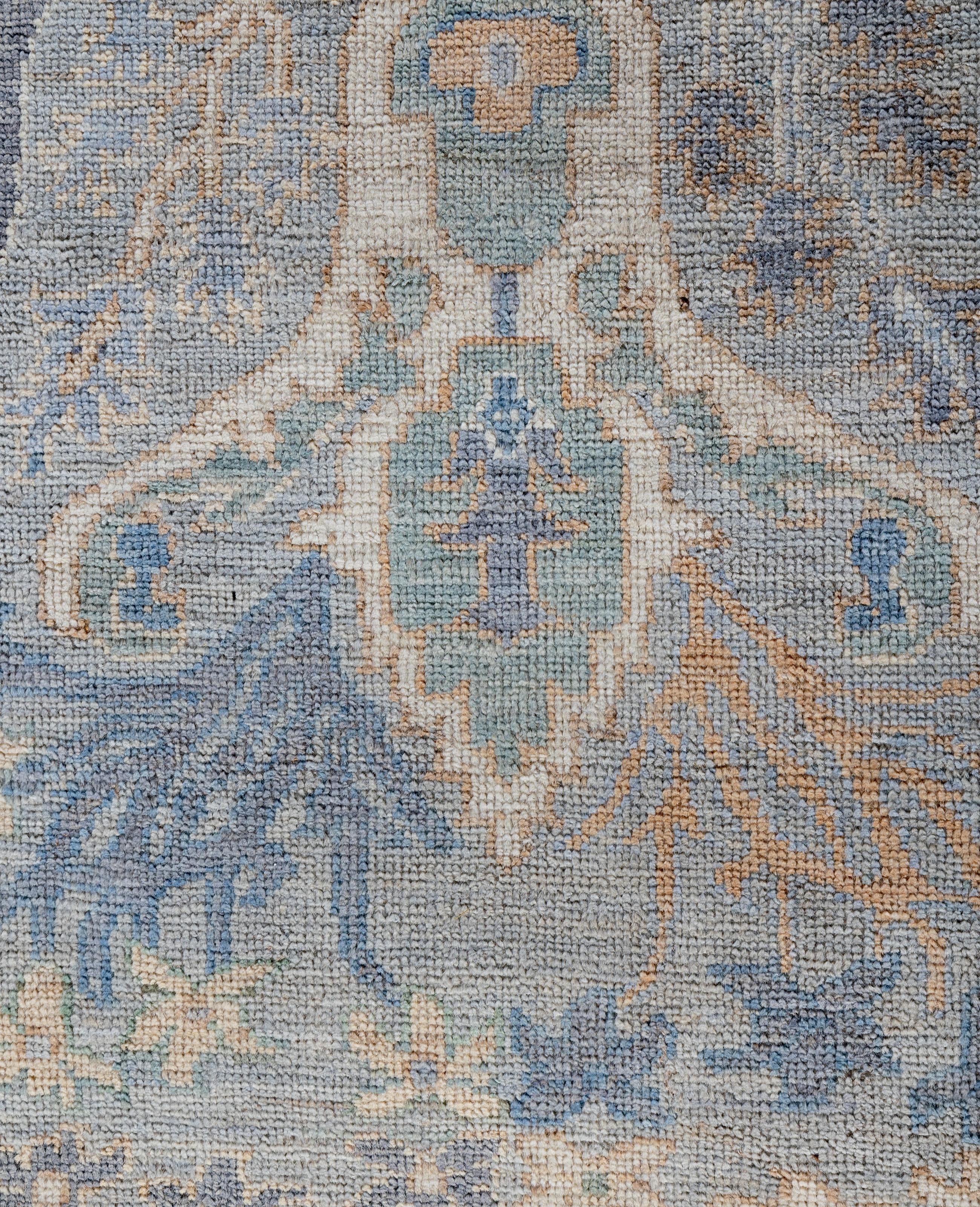 Pakistani Traditional Tribal Oushak Wool Hand Knotted Gray Area Rug 8' 1