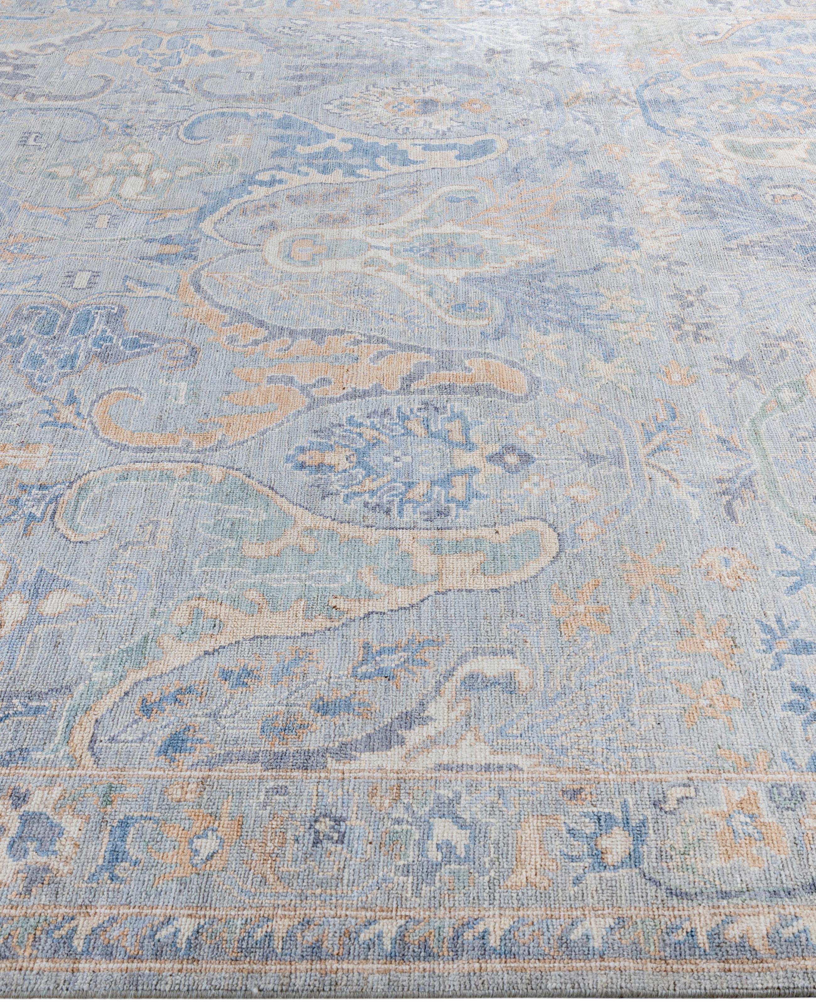 Hand-Knotted Traditional Tribal Oushak Wool Hand Knotted Gray Area Rug 8' 1