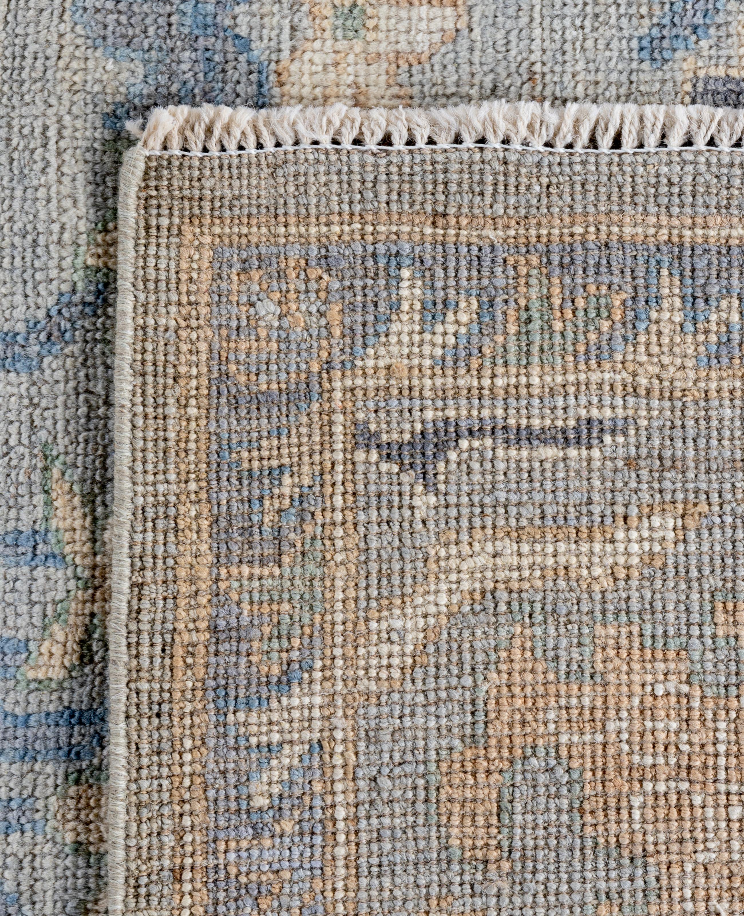 Traditional Tribal Oushak Wool Hand Knotted Gray Area Rug 8' 1