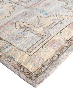 Traditional Tribal Oushak Wool Hand Knotted Gray Area Rug 8' 10" x 11' 10"