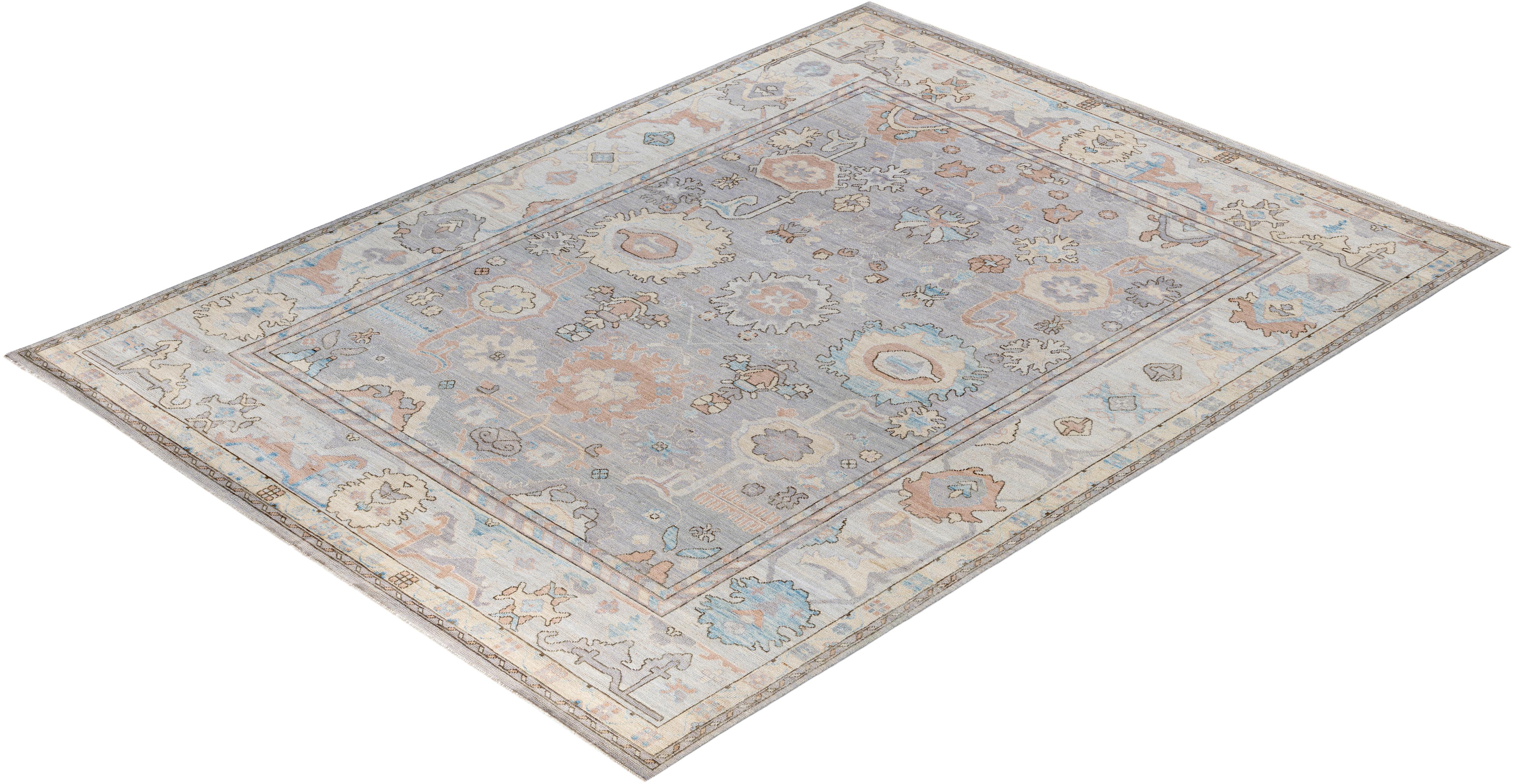 Traditional Tribal Oushak Wool Hand Knotted Gray Area Rug 8' 10