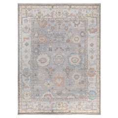 Traditional Tribal Oushak Wool Hand Knotted Gray Area Rug 8' 10" x 11' 10"