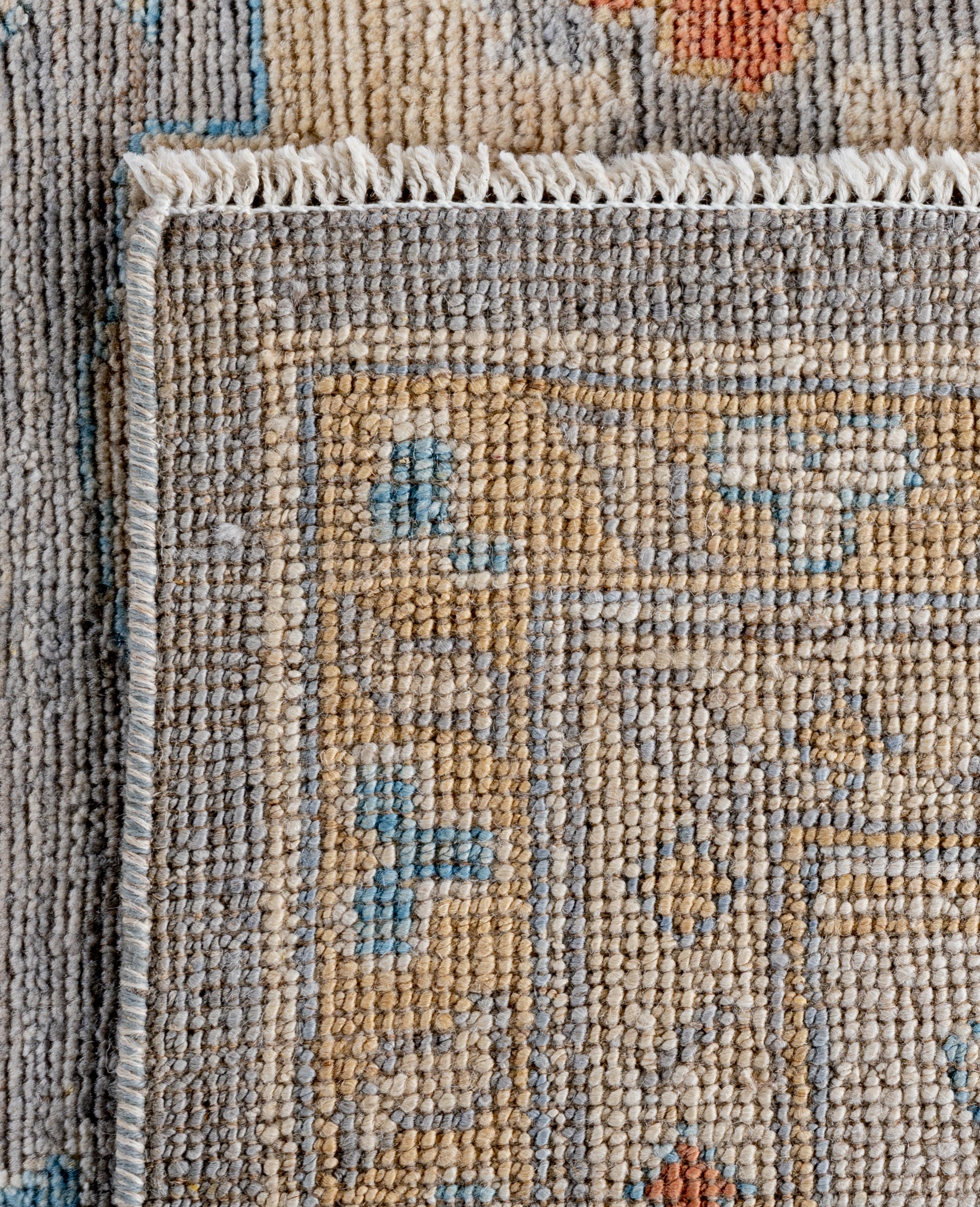 Traditional Tribal Oushak Wool Hand Knotted Gray Area Rug 8' 3