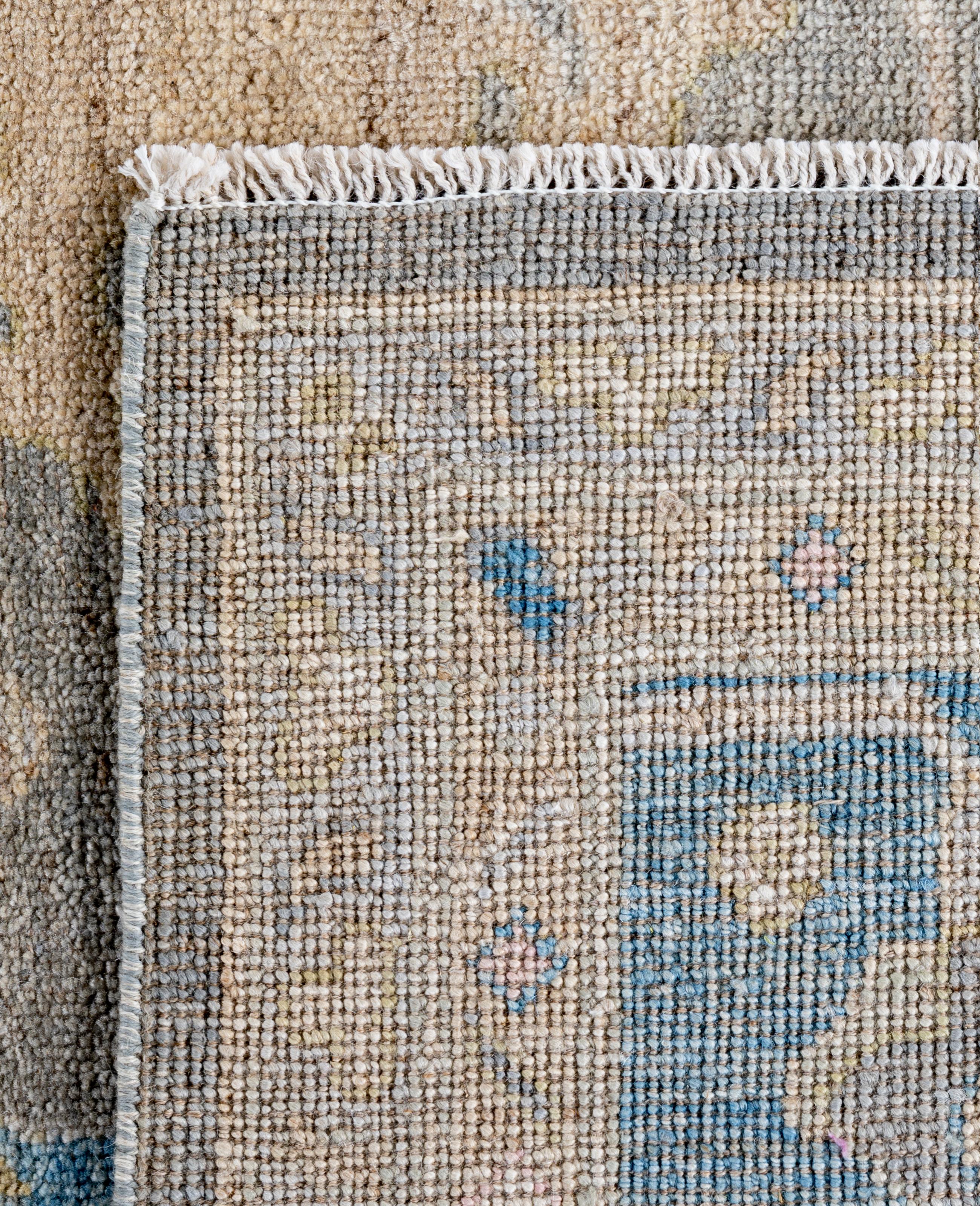 Traditional Tribal Oushak Wool Hand Knotted Gray Area Rug 8' 3