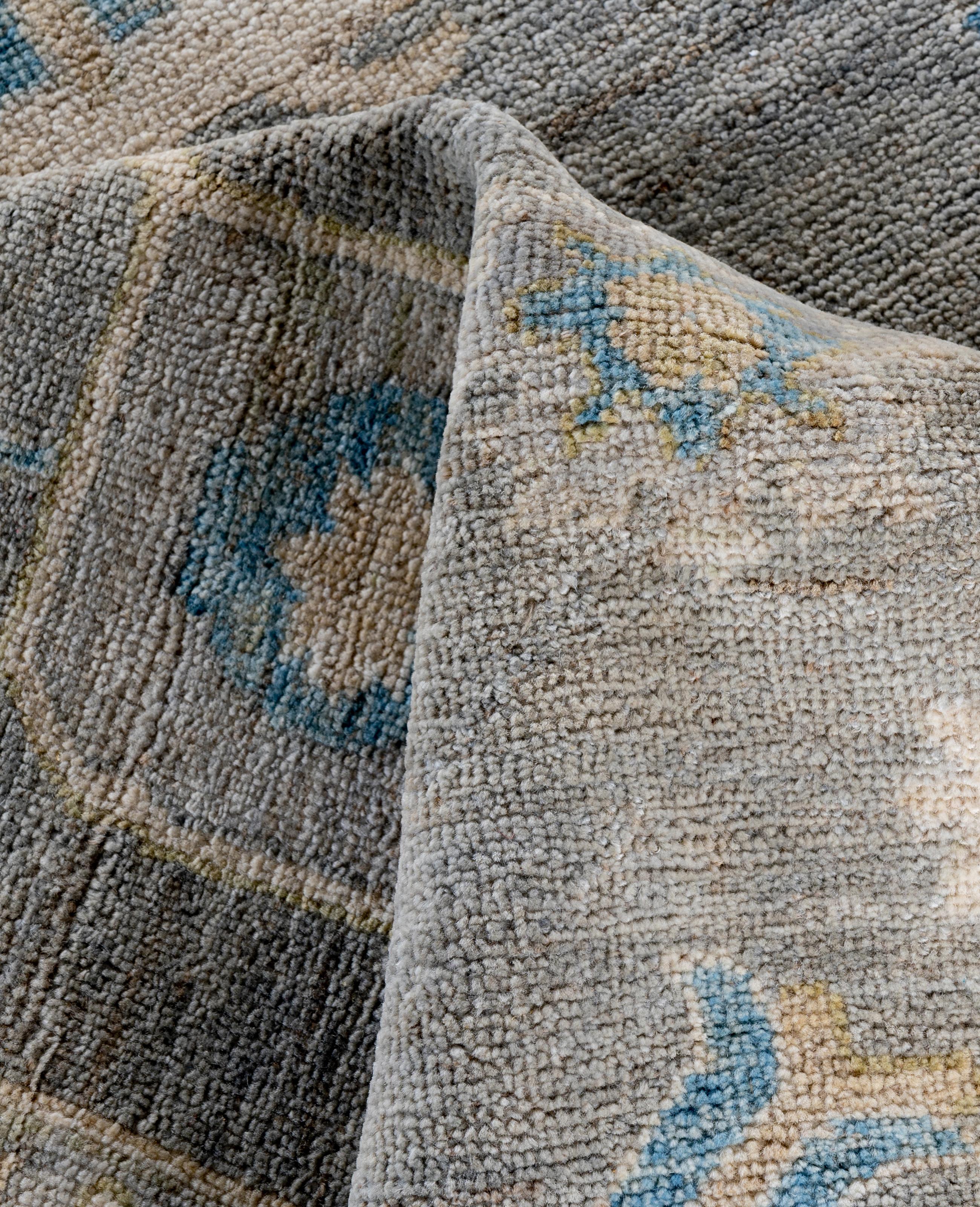 Traditional Tribal Oushak Wool Hand Knotted Gray Area Rug 8' 3