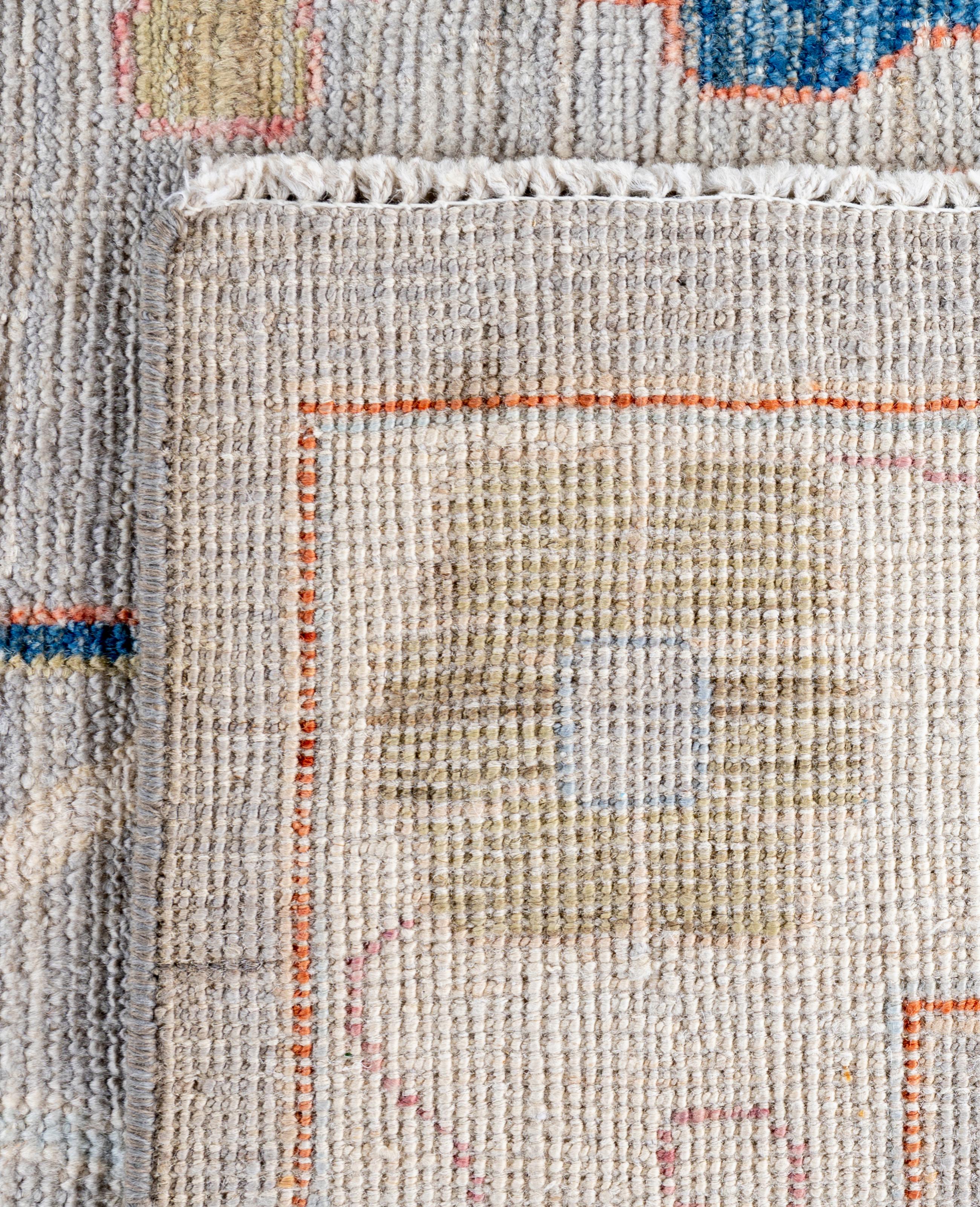 Traditional Tribal Oushak Wool Hand Knotted Gray Area Rug 8' 4