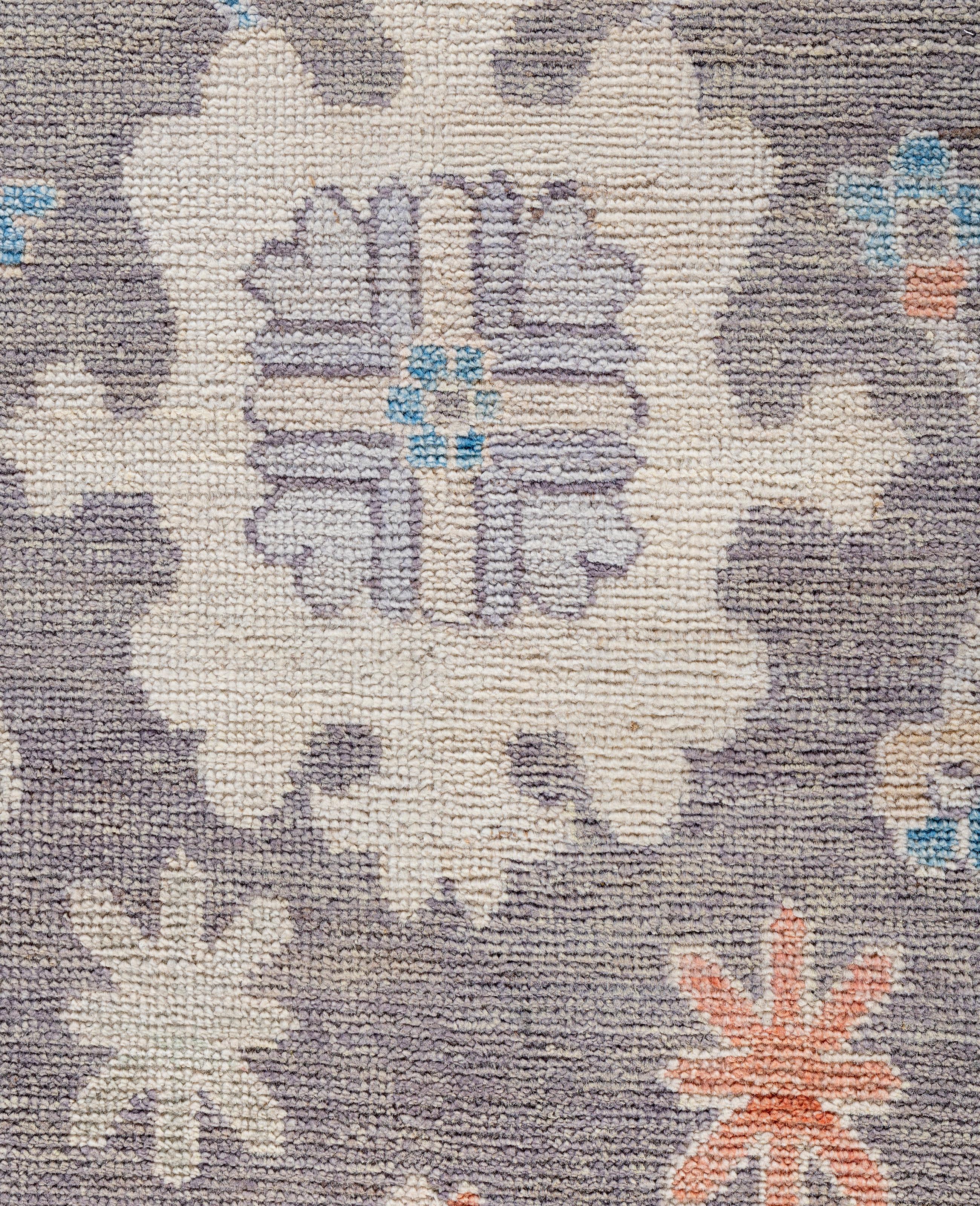 Pakistani Traditional Tribal Oushak Wool Hand Knotted Gray Area Rug 8' 9
