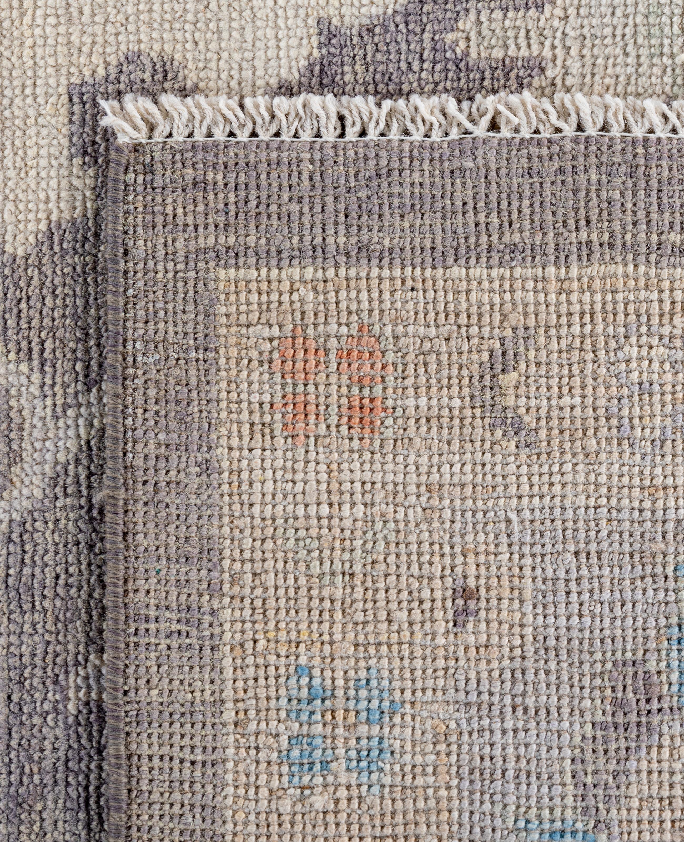 Traditional Tribal Oushak Wool Hand Knotted Gray Area Rug 8' 9