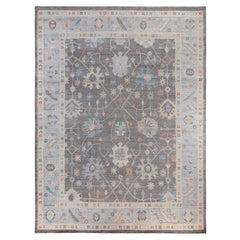 Traditional Tribal Oushak Wool Hand Knotted Gray Area Rug 8' 9" x 11' 8"