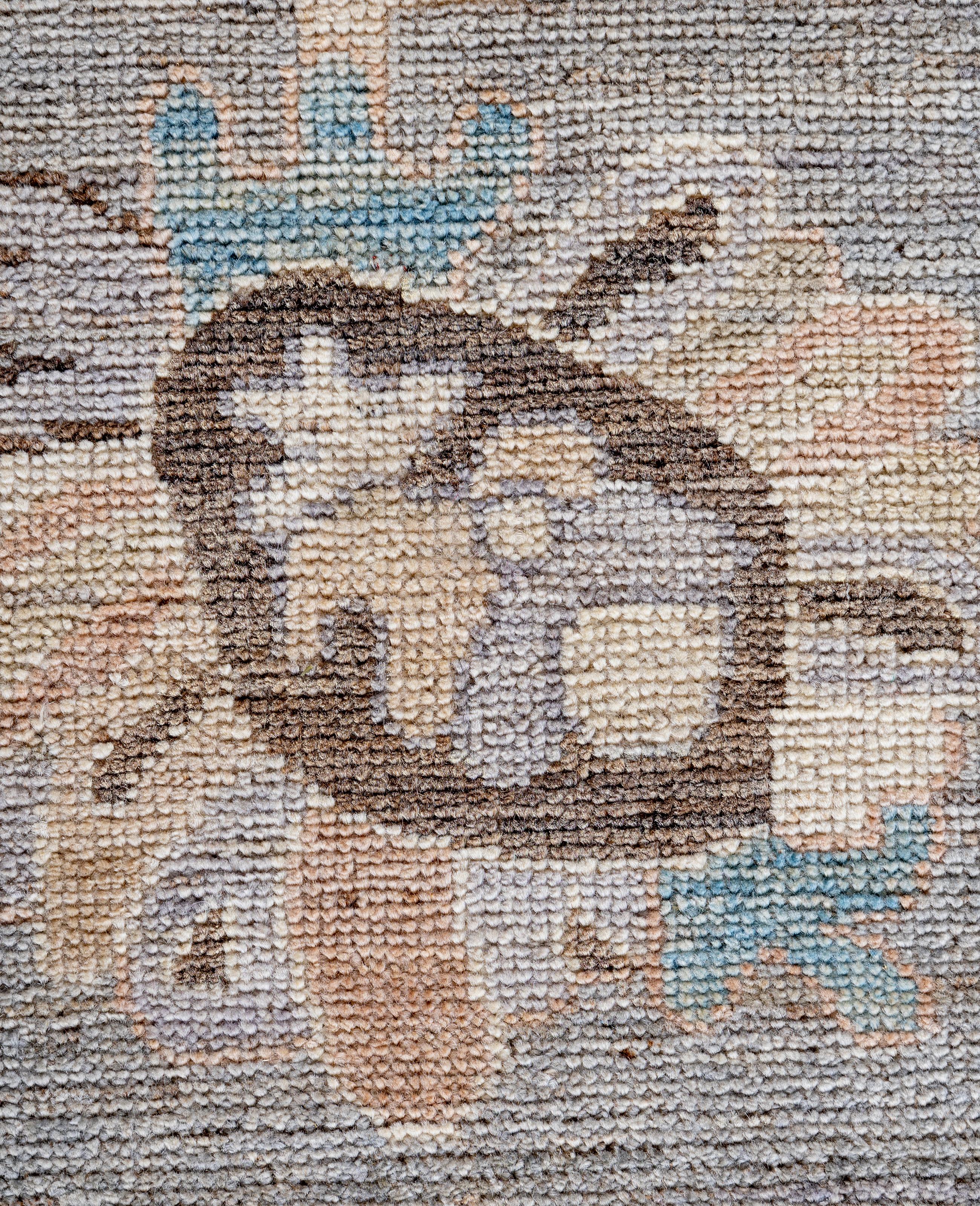 Pakistani Traditional Tribal Oushak Wool Hand Knotted Gray Area Rug 9' 0