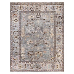Traditional Tribal Oushak Wool Hand Knotted Gray Area Rug 9' 0" x 11' 7"