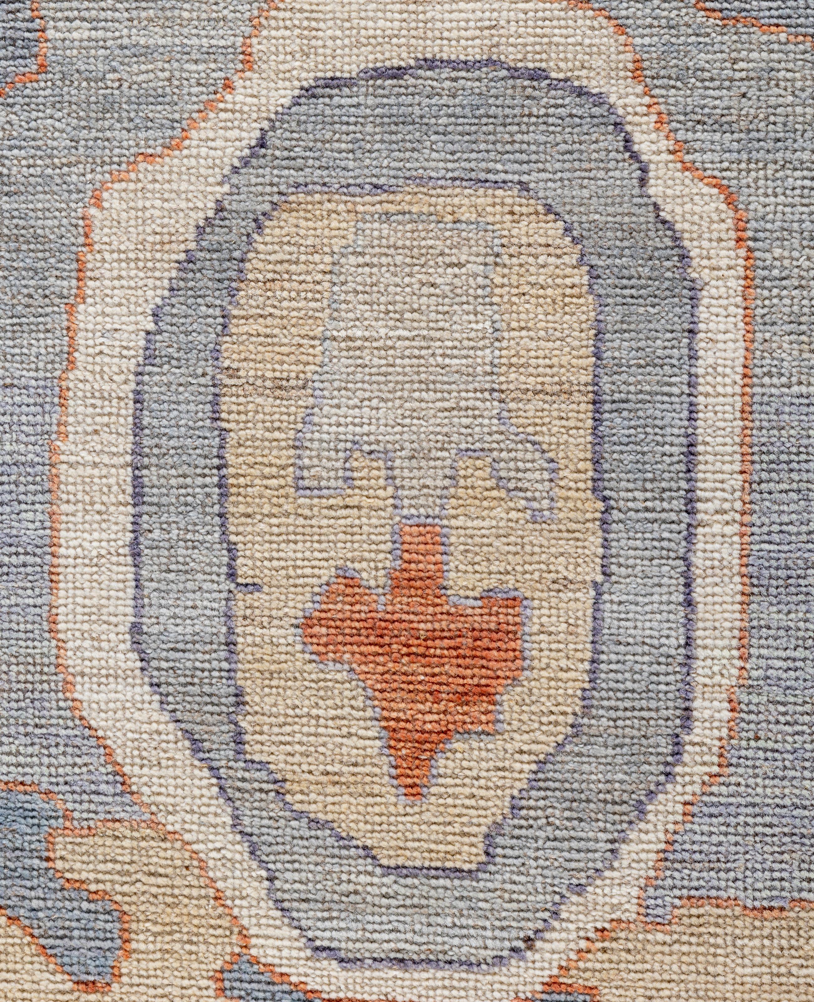 Pakistani Traditional Tribal Oushak Wool Hand Knotted Gray Area Rug 9' 0