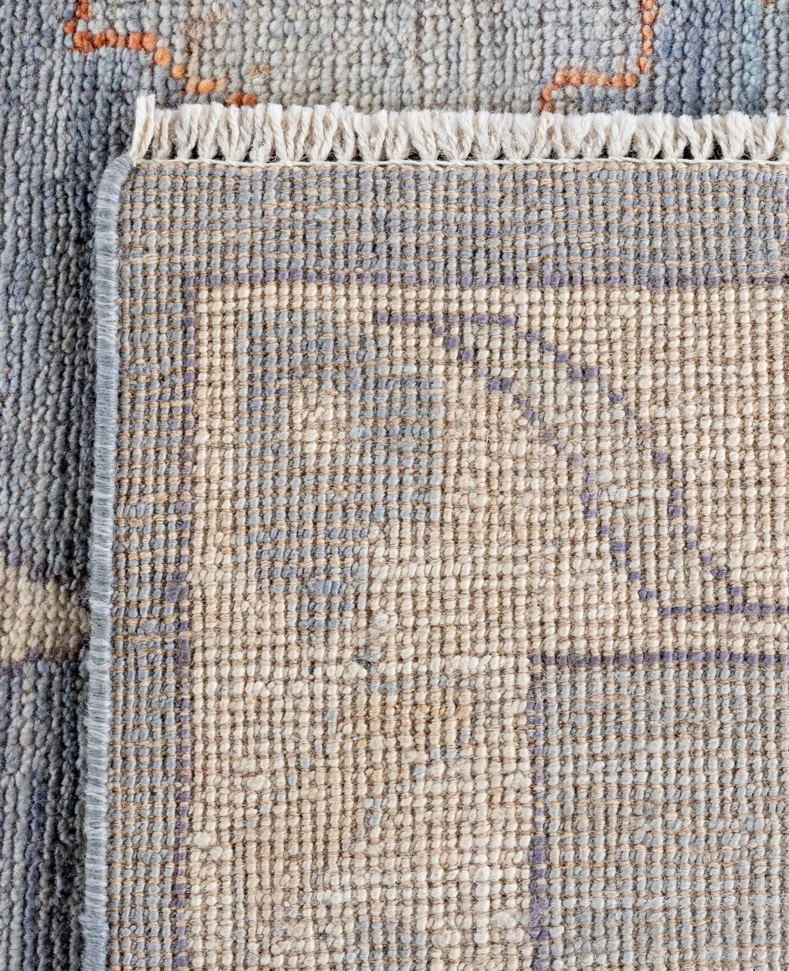 Traditional Tribal Oushak Wool Hand Knotted Gray Area Rug 9' 0