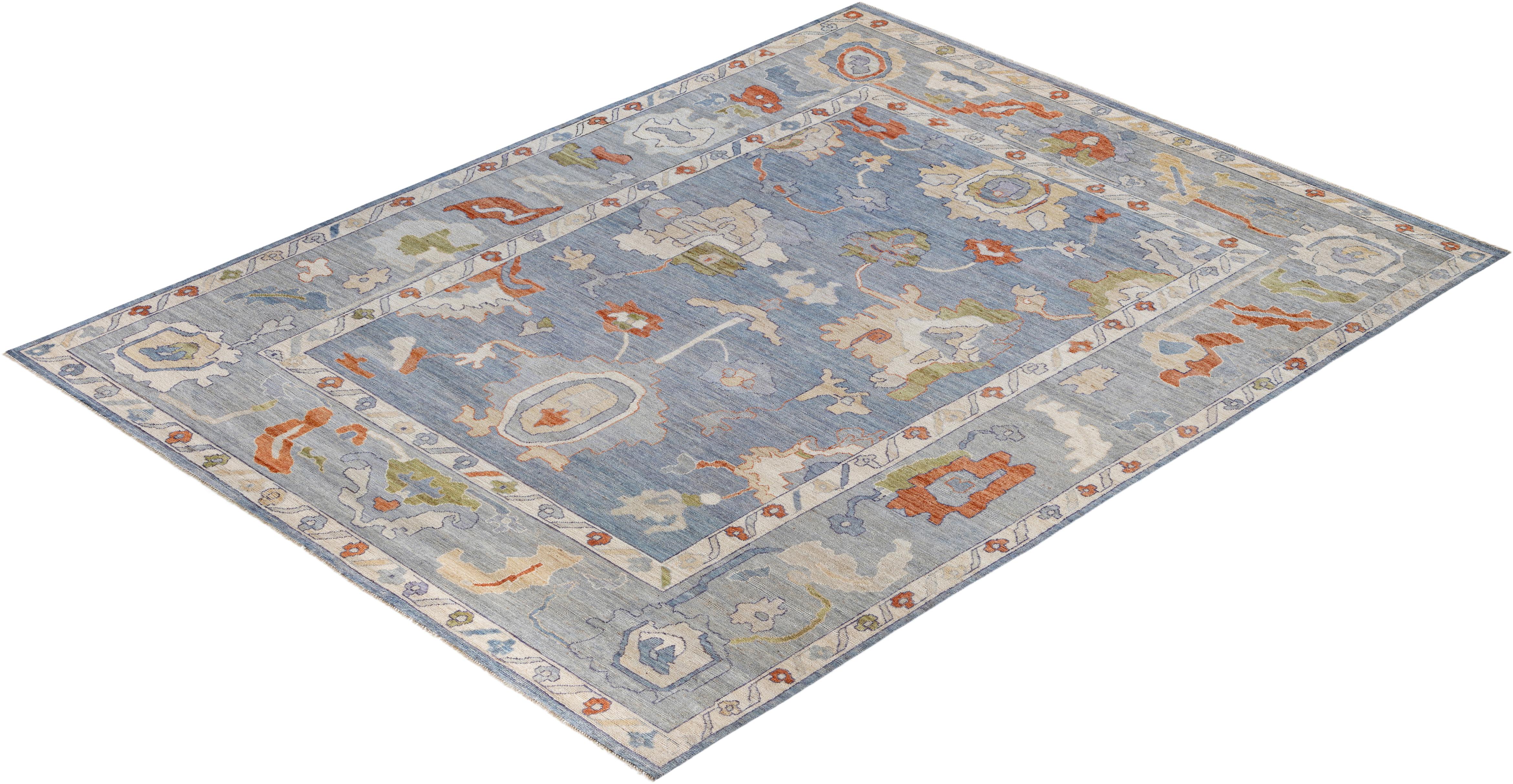 Traditional Tribal Oushak Wool Hand Knotted Gray Area Rug 9' 0