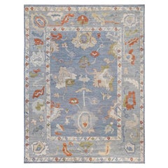 Traditional Tribal Oushak Wool Hand Knotted Gray Area Rug 9' 0" x 11' 9"