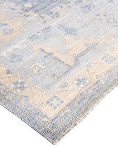 Traditional Tribal Oushak Wool Hand Knotted Gray Area Rug 9' 1" x 11' 11"
