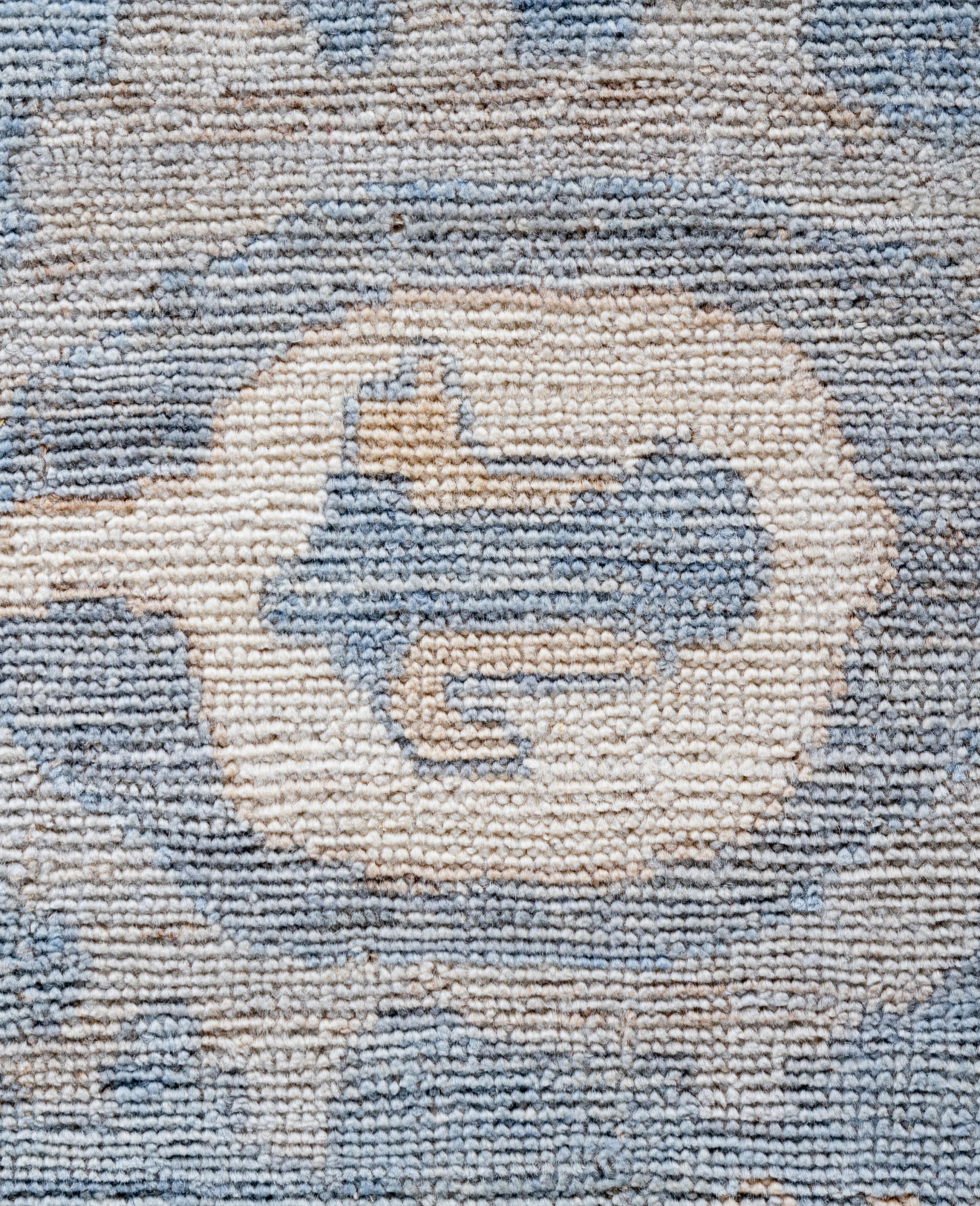 Pakistani Traditional Tribal Oushak Wool Hand Knotted Gray Area Rug 9' 1