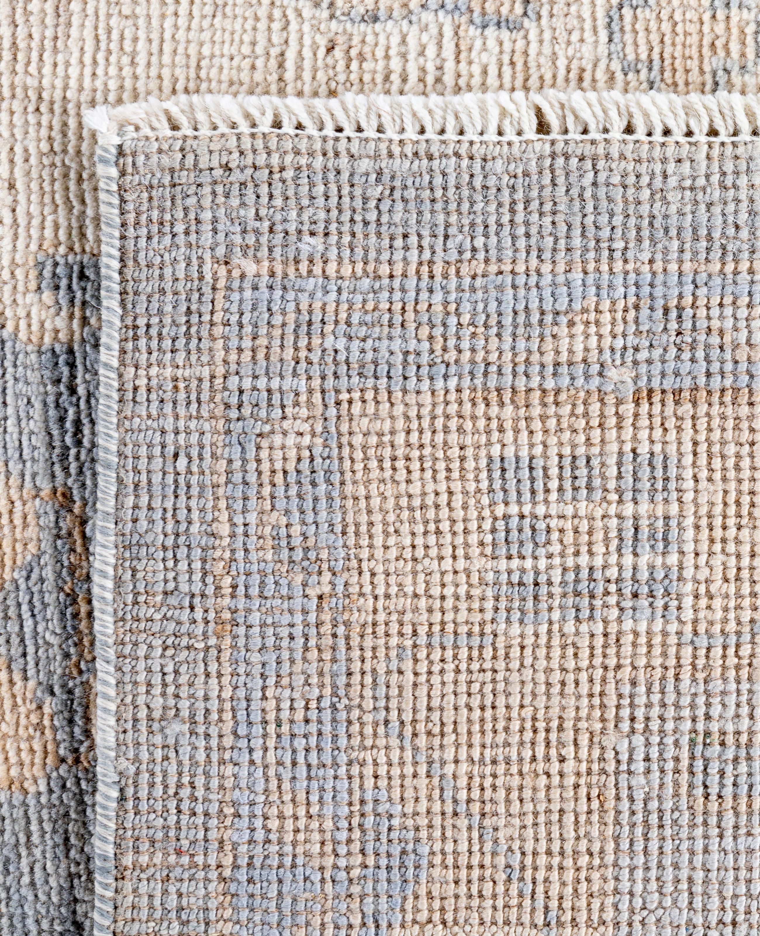 Traditional Tribal Oushak Wool Hand Knotted Gray Area Rug 9' 1