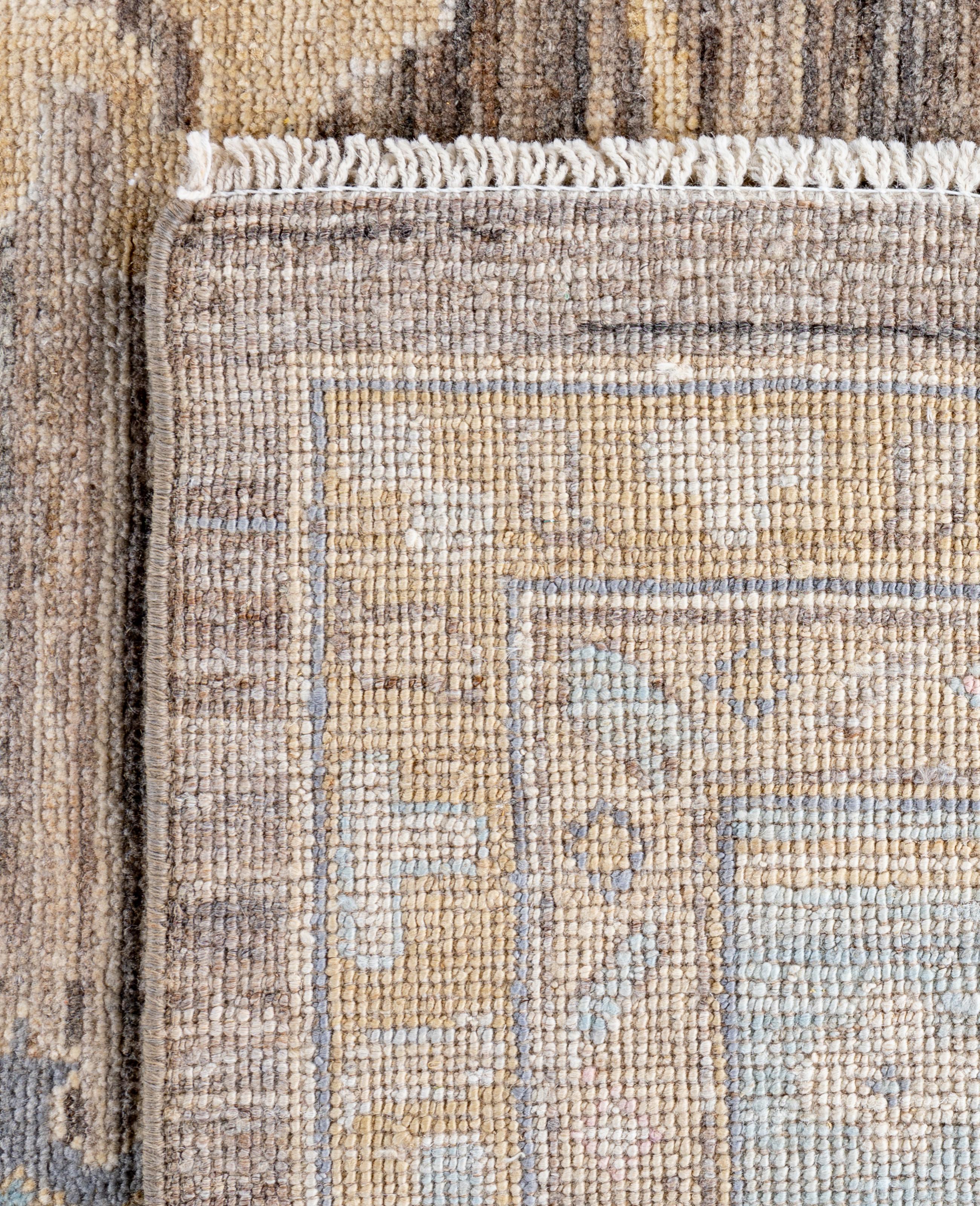 Traditional Tribal Oushak Wool Hand Knotted Gray Area Rug 9' 10