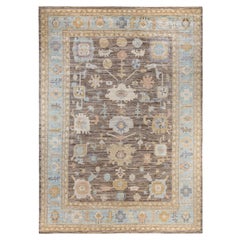 Traditional Tribal Oushak Wool Hand Knotted Gray Area Rug 9' 10" x 13' 9"