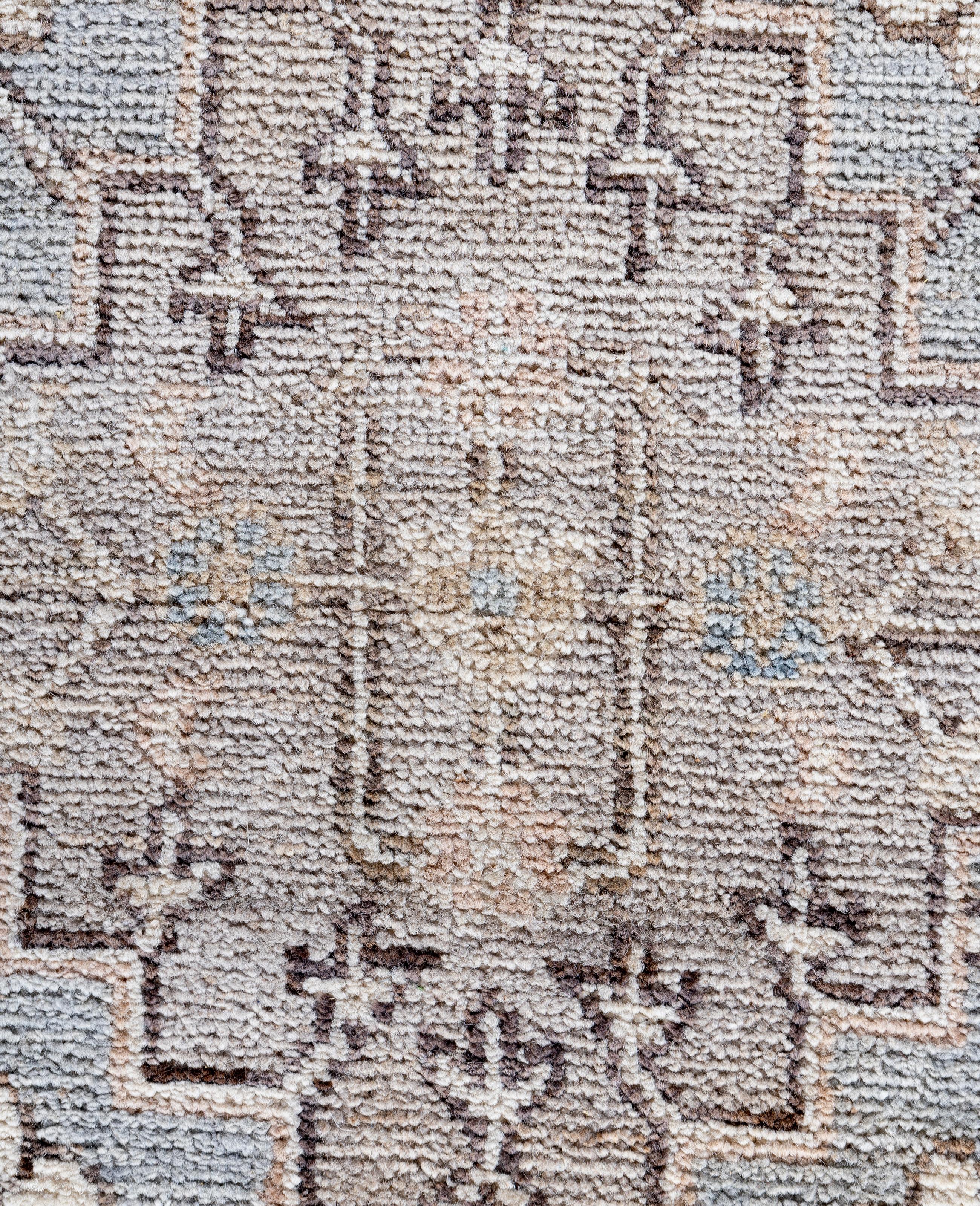 Pakistani Traditional Tribal Oushak Wool Hand Knotted Gray Area Rug 9' 2