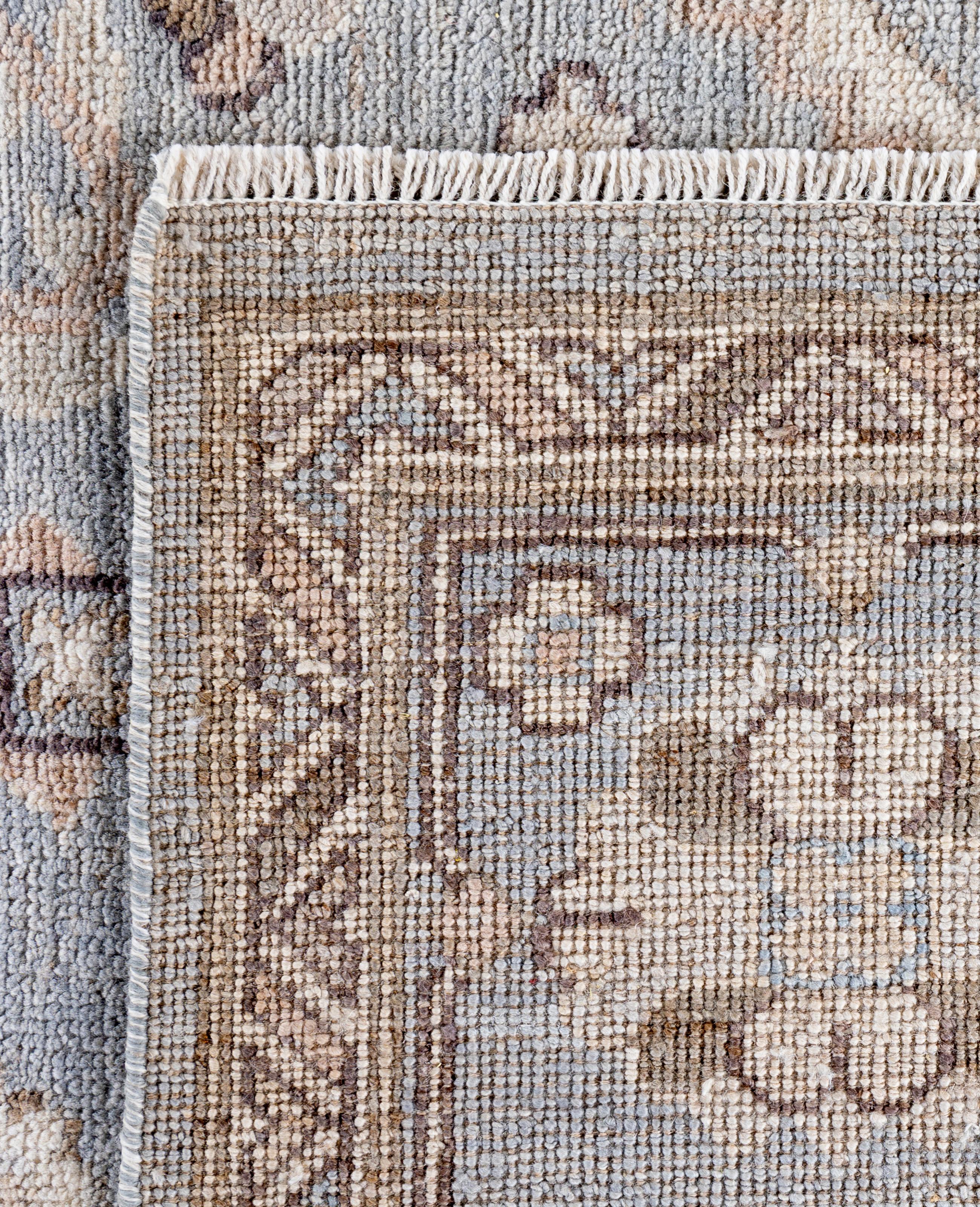 Traditional Tribal Oushak Wool Hand Knotted Gray Area Rug 9' 2