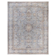 Traditional Tribal Oushak Wool Hand Knotted Gray Area Rug 9' 2" x 11' 8"