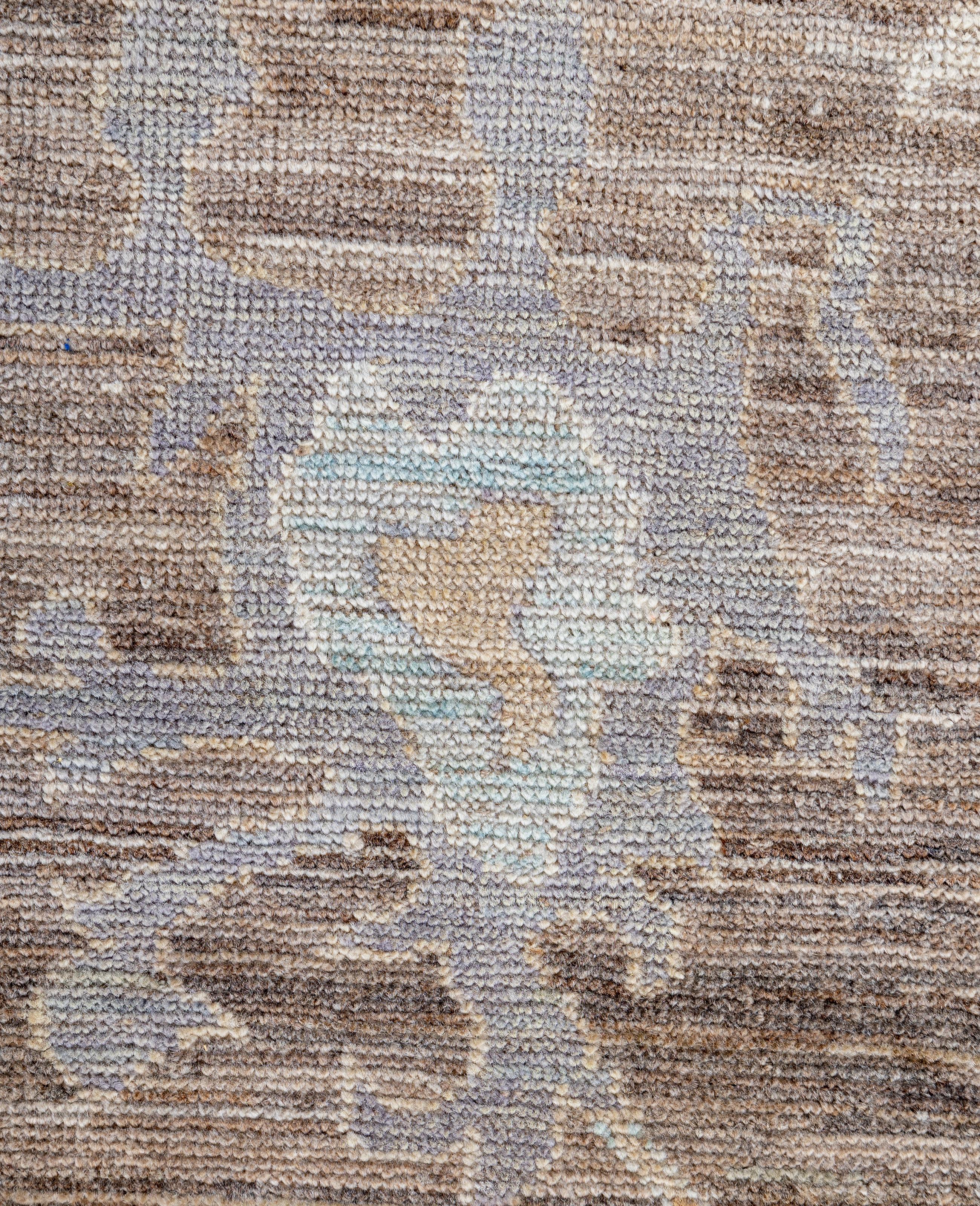 Pakistani Traditional Tribal Oushak Wool Hand Knotted Gray Area Rug 9' 9