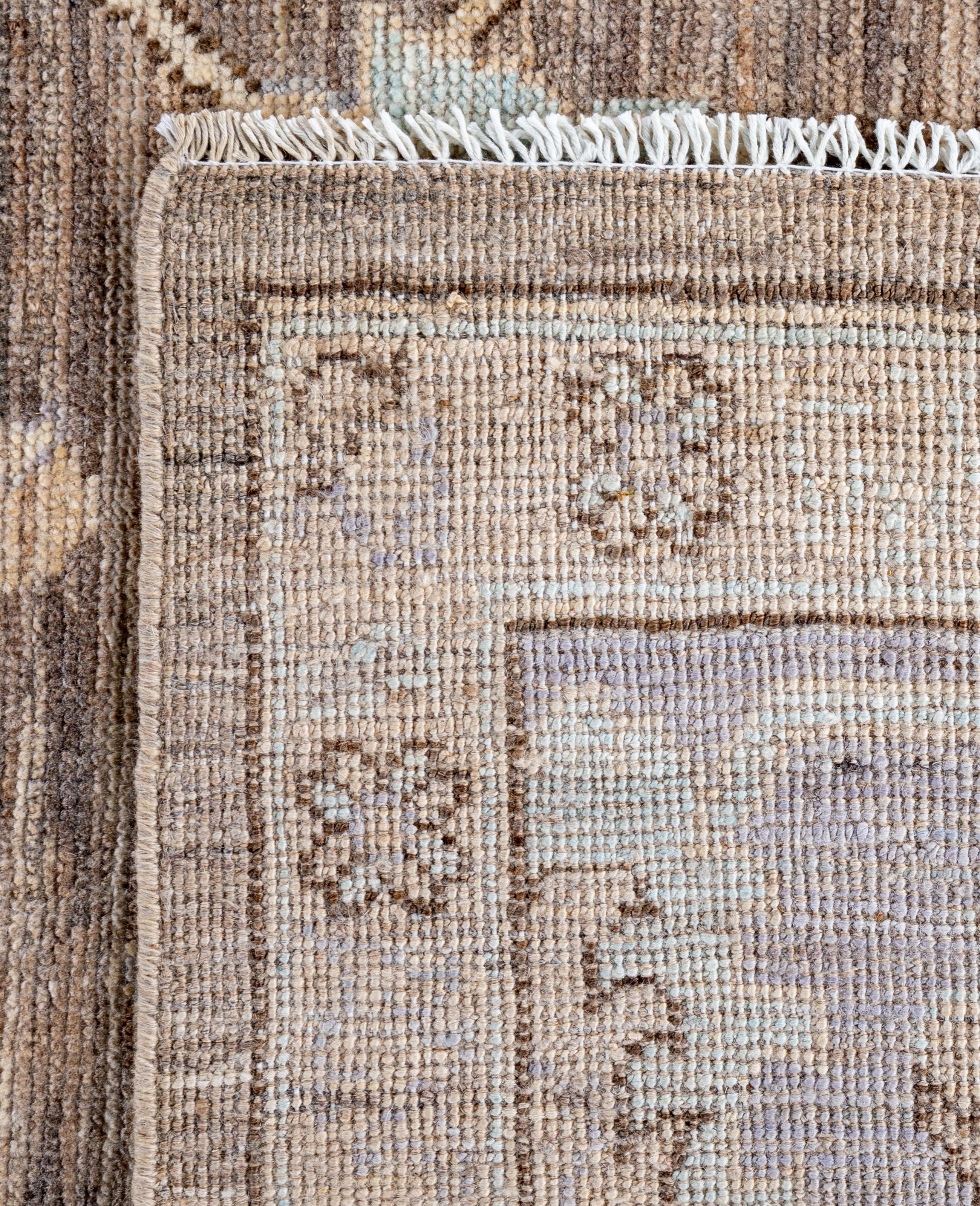 Traditional Tribal Oushak Wool Hand Knotted Gray Area Rug 9' 9