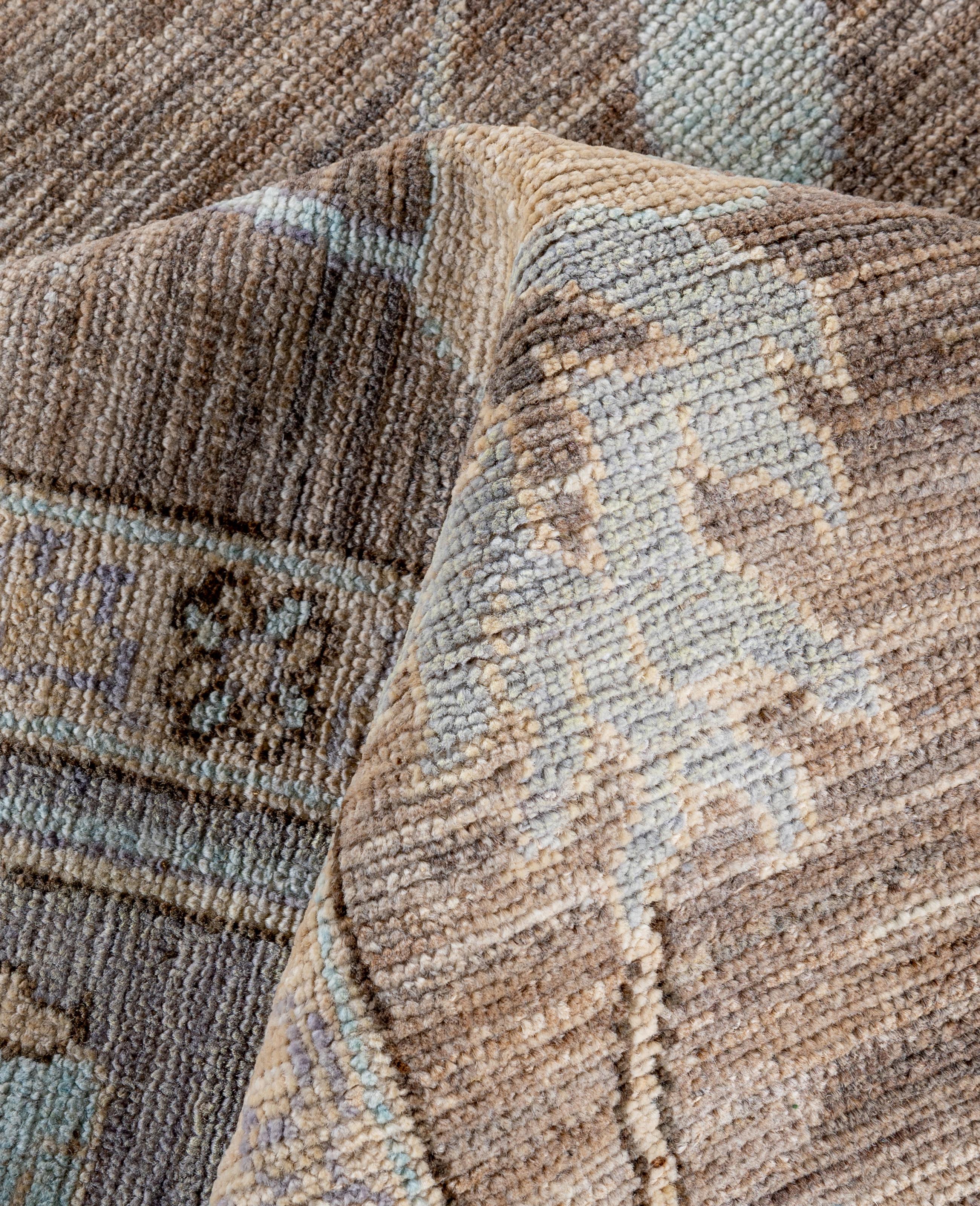 Traditional Tribal Oushak Wool Hand Knotted Gray Area Rug 9' 9