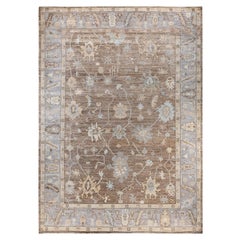 Traditional Tribal Oushak Wool Hand Knotted Gray Area Rug 9' 9" x 13' 8"