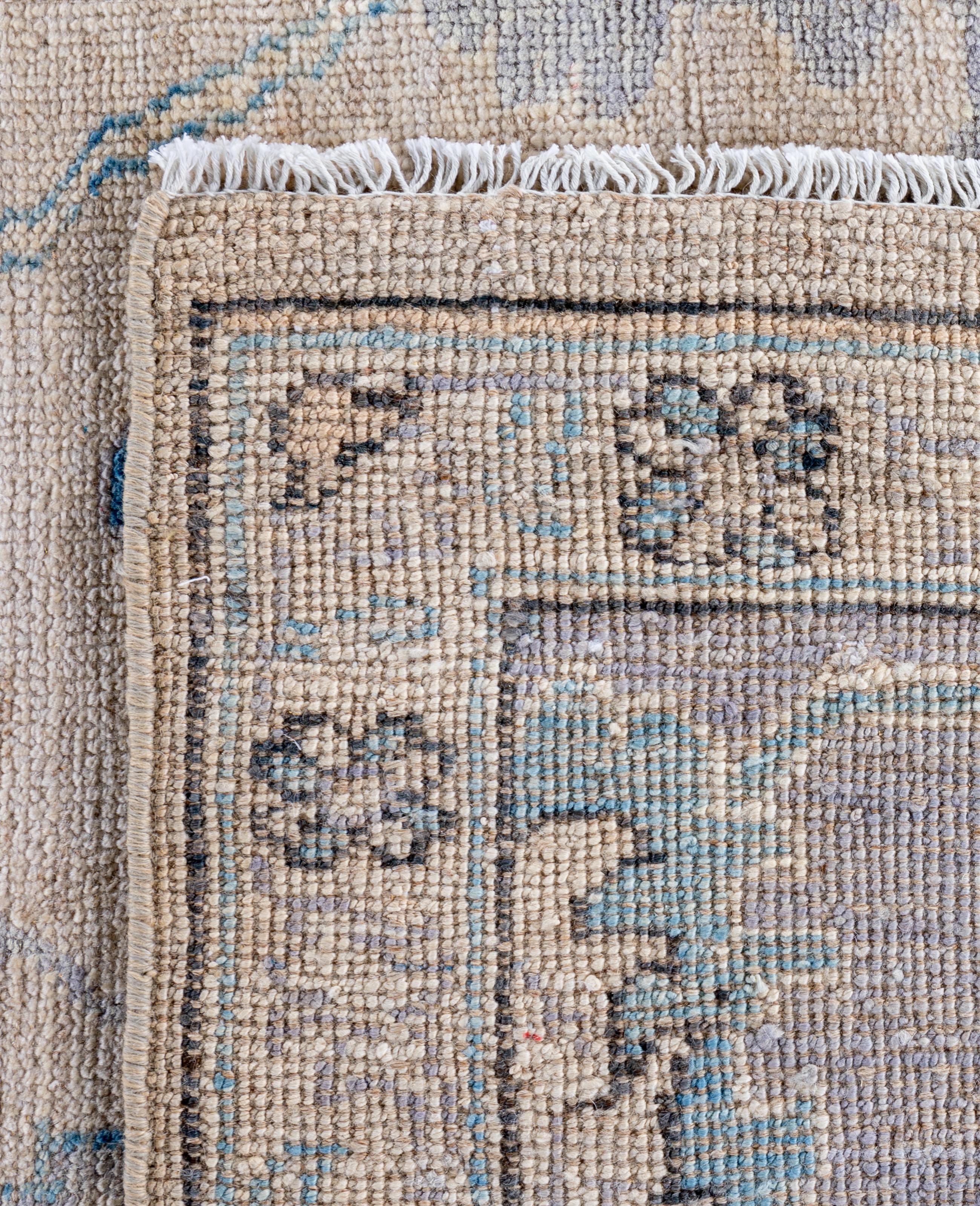 Traditional Tribal Oushak Wool Hand Knotted Ivory Area Rug 9' 10
