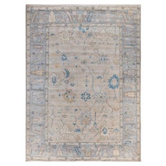 Traditional Tribal Oushak Wool Hand Knotted Ivory Area Rug 9' 10" x 13' 5"