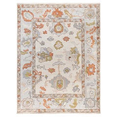 Traditional Tribal Oushak Wool Hand Knotted Ivory Area Rug 9' 2" x 11' 11"