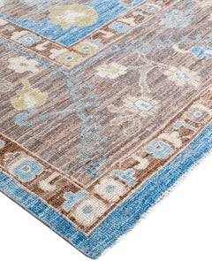 Traditional Tribal Oushak Wool Hand Knotted Light Blue Area Rug 10' 0" x 13' 10"