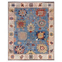 Traditional Tribal Oushak Wool Hand Knotted Light Blue Area Rug 8' 0" x 10' 0"